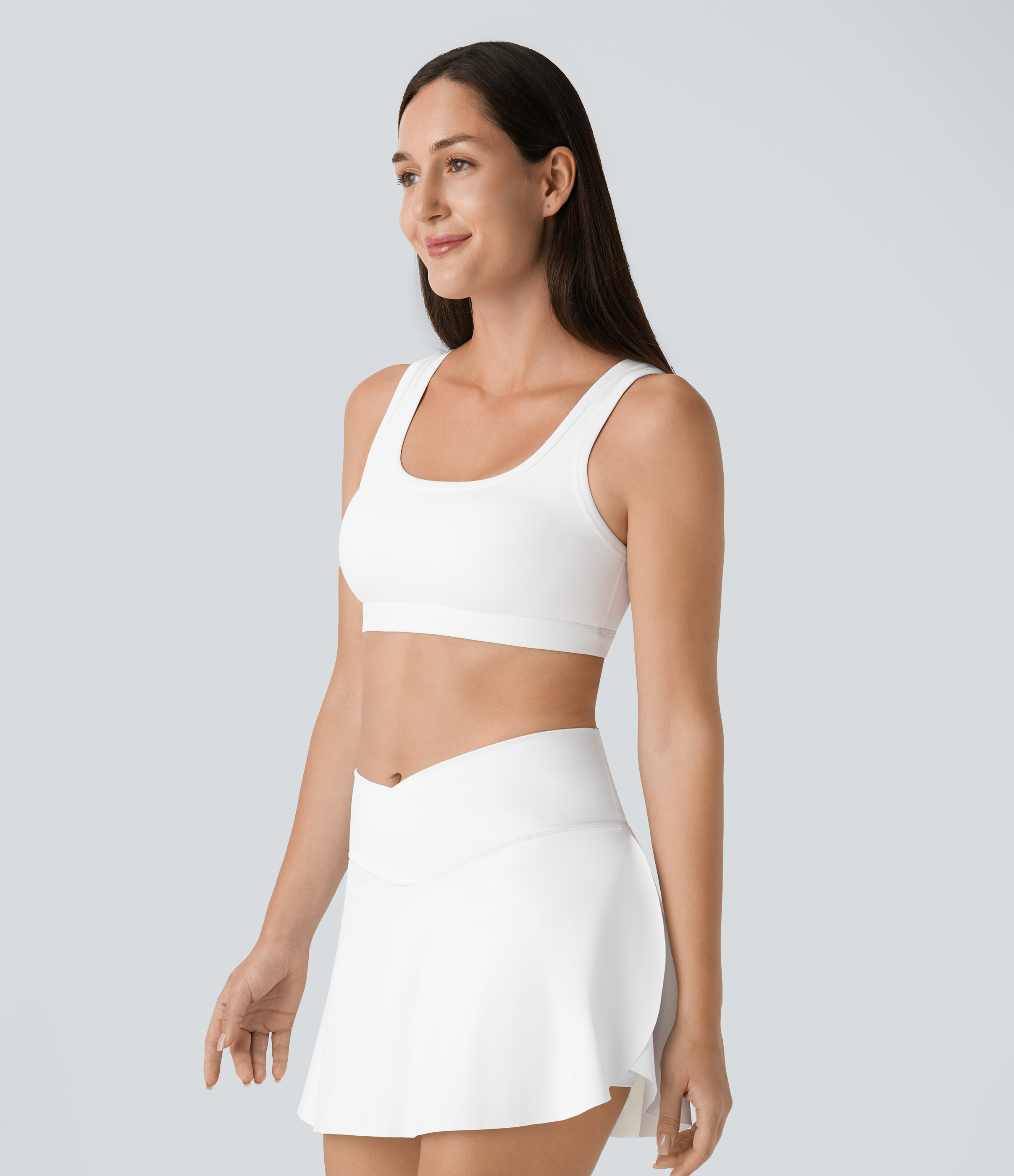 Halara Softlyzeroв„ў Low Support Backless U Neck Yoga Sports Bra-UPF50+  - White - M push up bra strapless bra backless bra sticky bra 