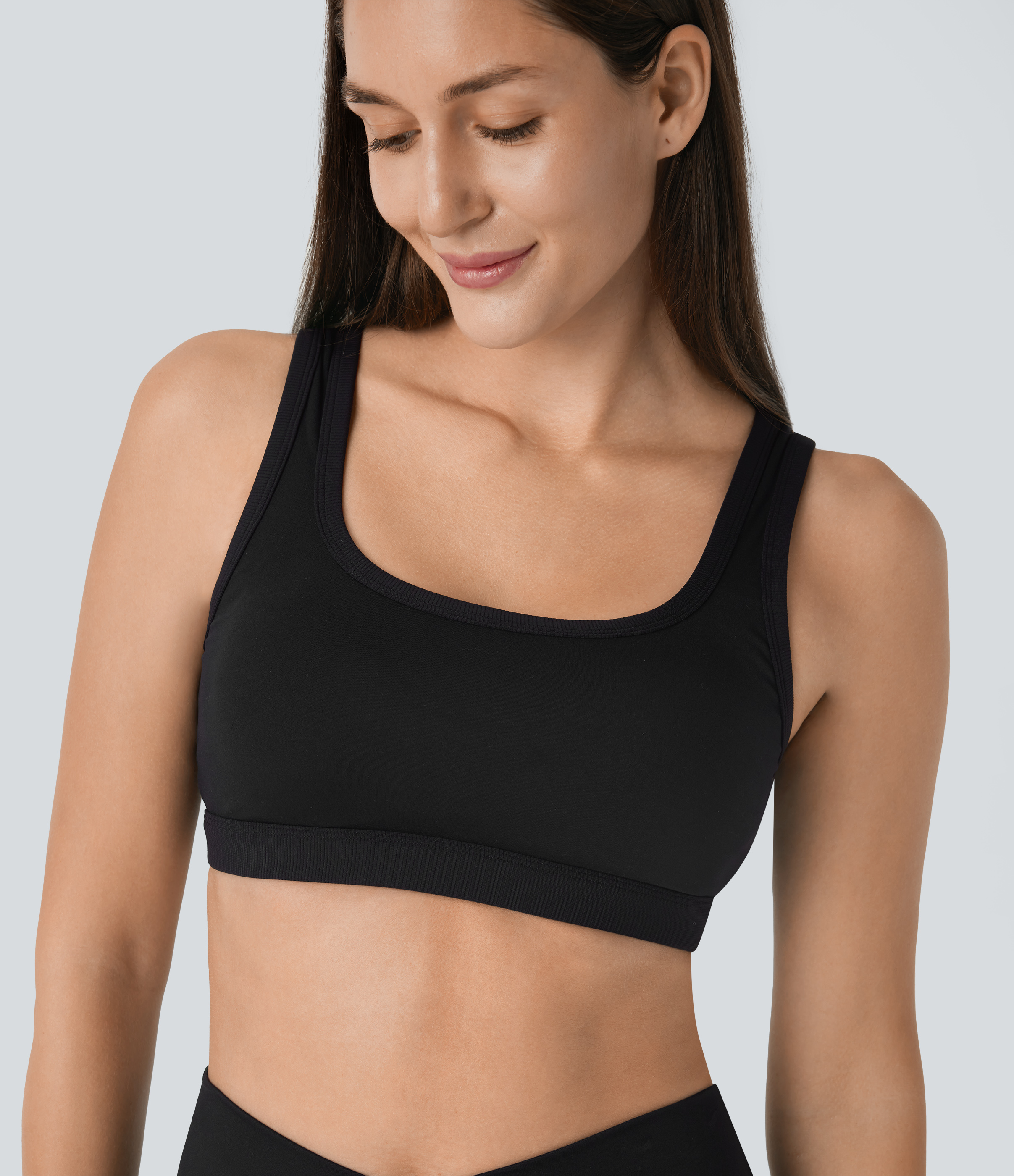 Halara Softlyzeroв„ў Low Support Backless U Neck Yoga Sports Bra-UPF50+  - Black - XL push up bra strapless bra backless bra sticky bra 