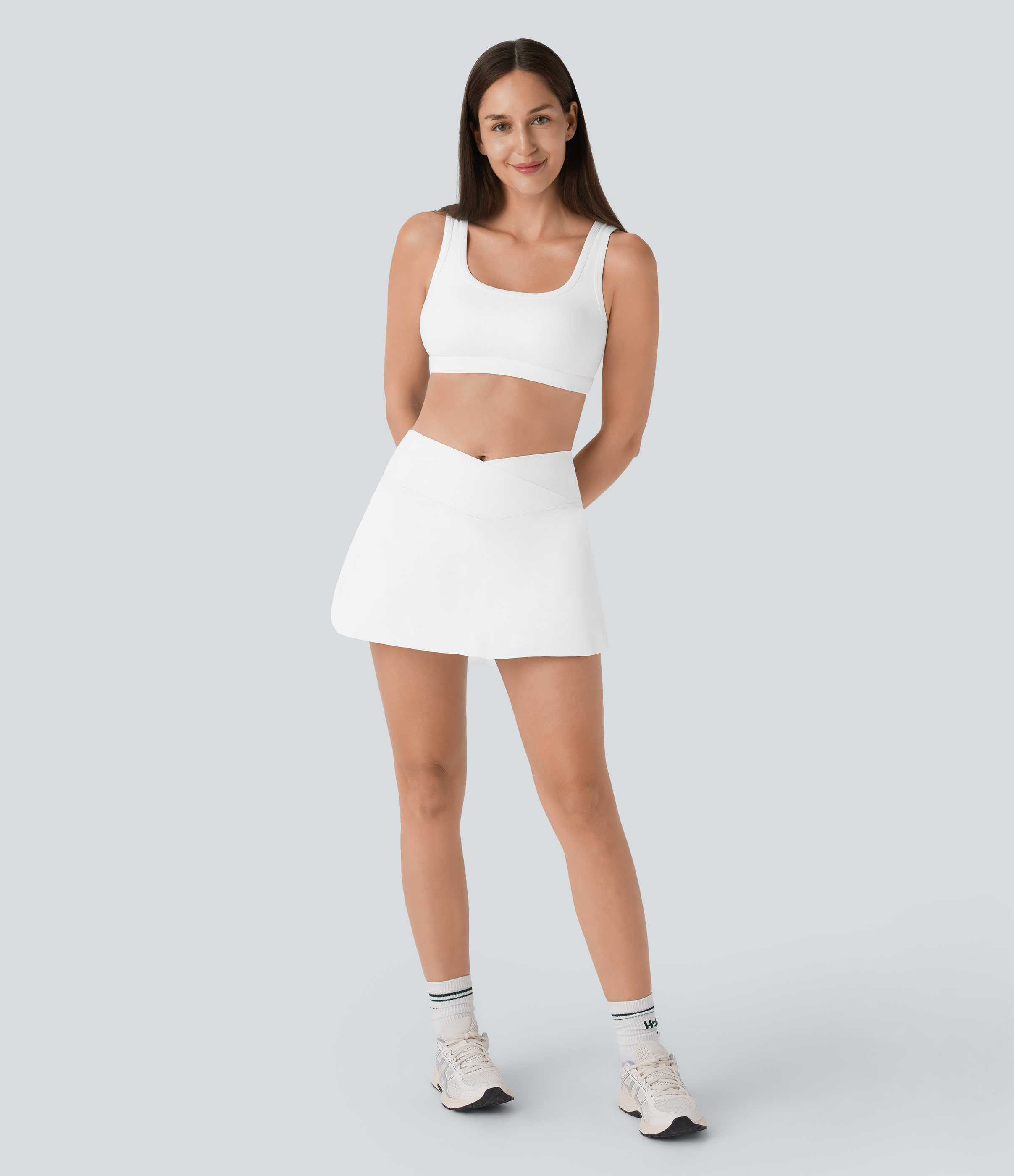 Halara Softlyzeroв„ў Low Support Backless U Neck Yoga Sports Bra-UPF50+  - White - M push up bra strapless bra backless bra sticky bra 