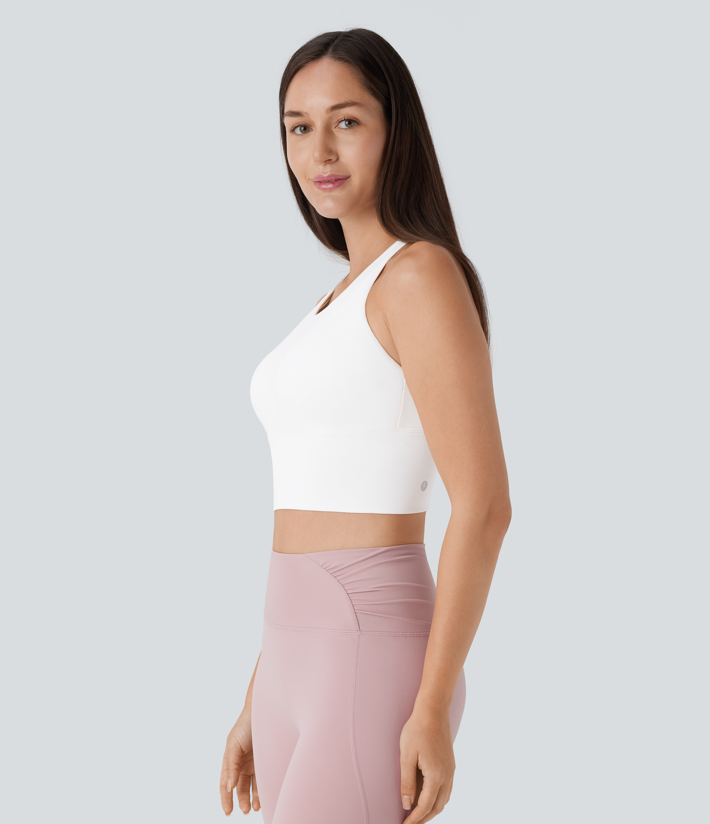 Halara Low Support High Neck Longline Yoga Sports Bra-D/DD/DDD/F Cups  - White - M push up bra strapless bra backless bra sticky bra 