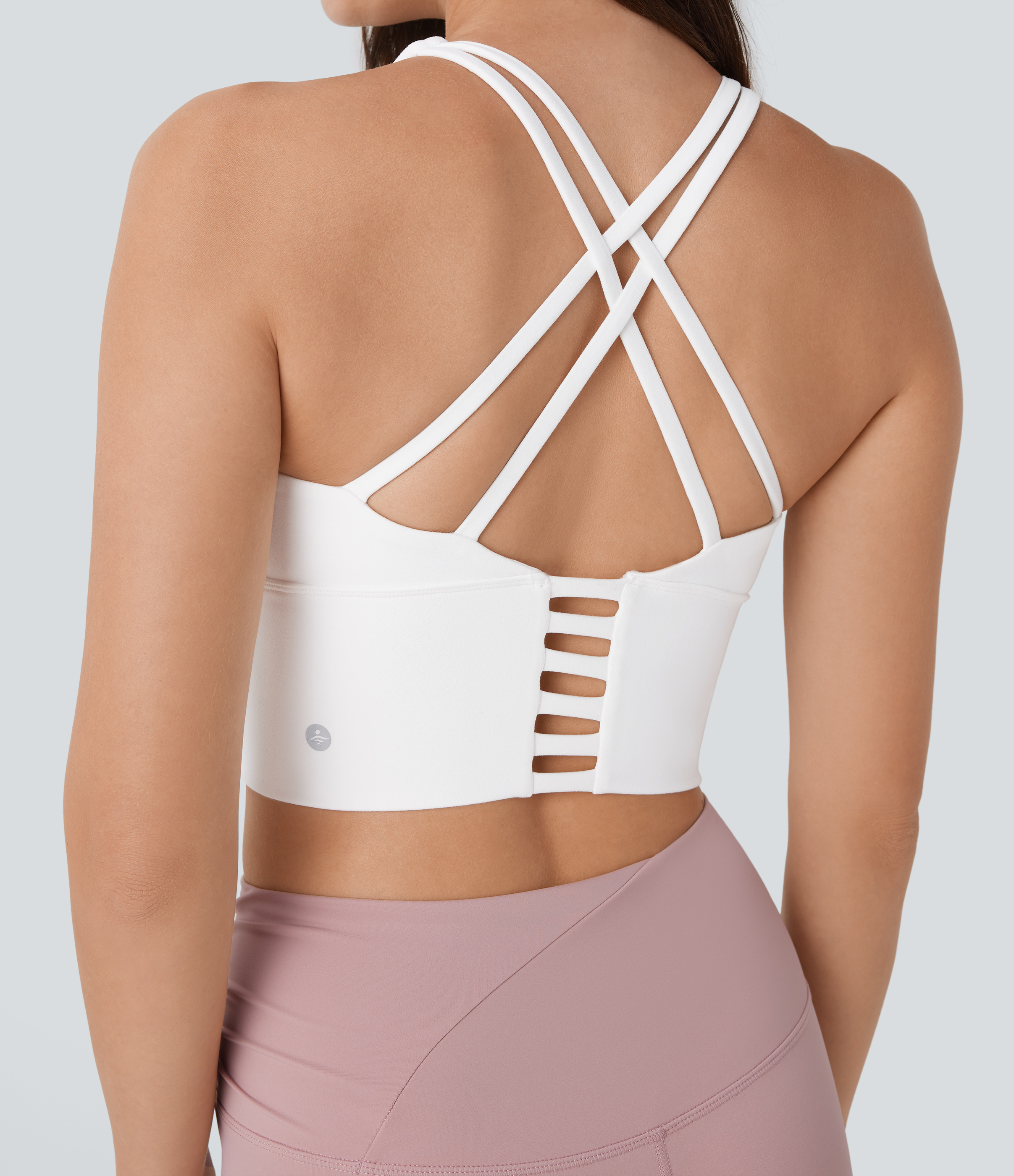 Halara Low Support High Neck Longline Yoga Sports Bra-D/DD/DDD/F Cups  - White - M push up bra strapless bra backless bra sticky bra 