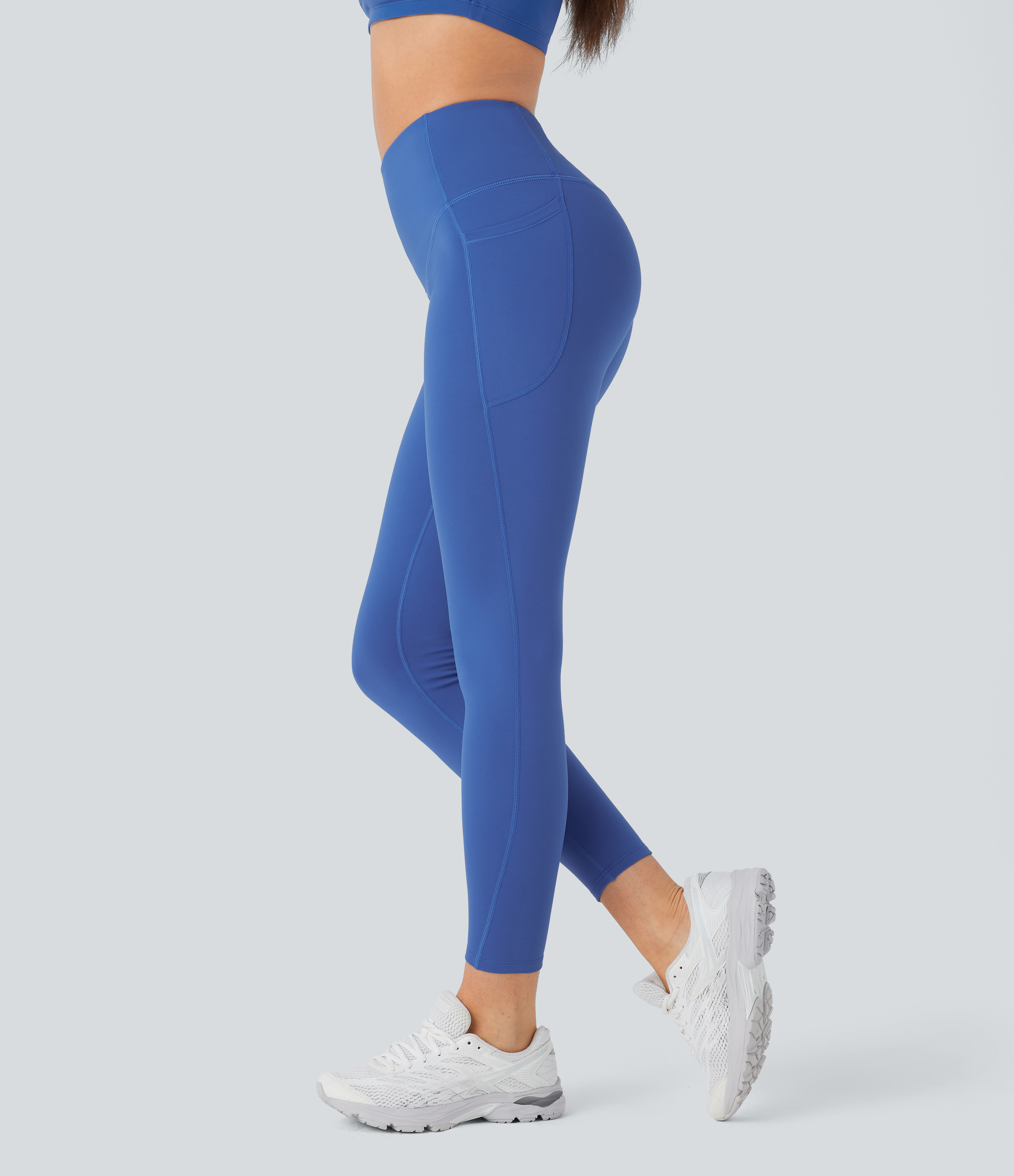 Halara Softlyzeroв„ў Plush Thermal High Waisted Tummy Control Side Pocket Workout Leggings  - Deep Sapphire Blue - XS(7/8) gym leggings 