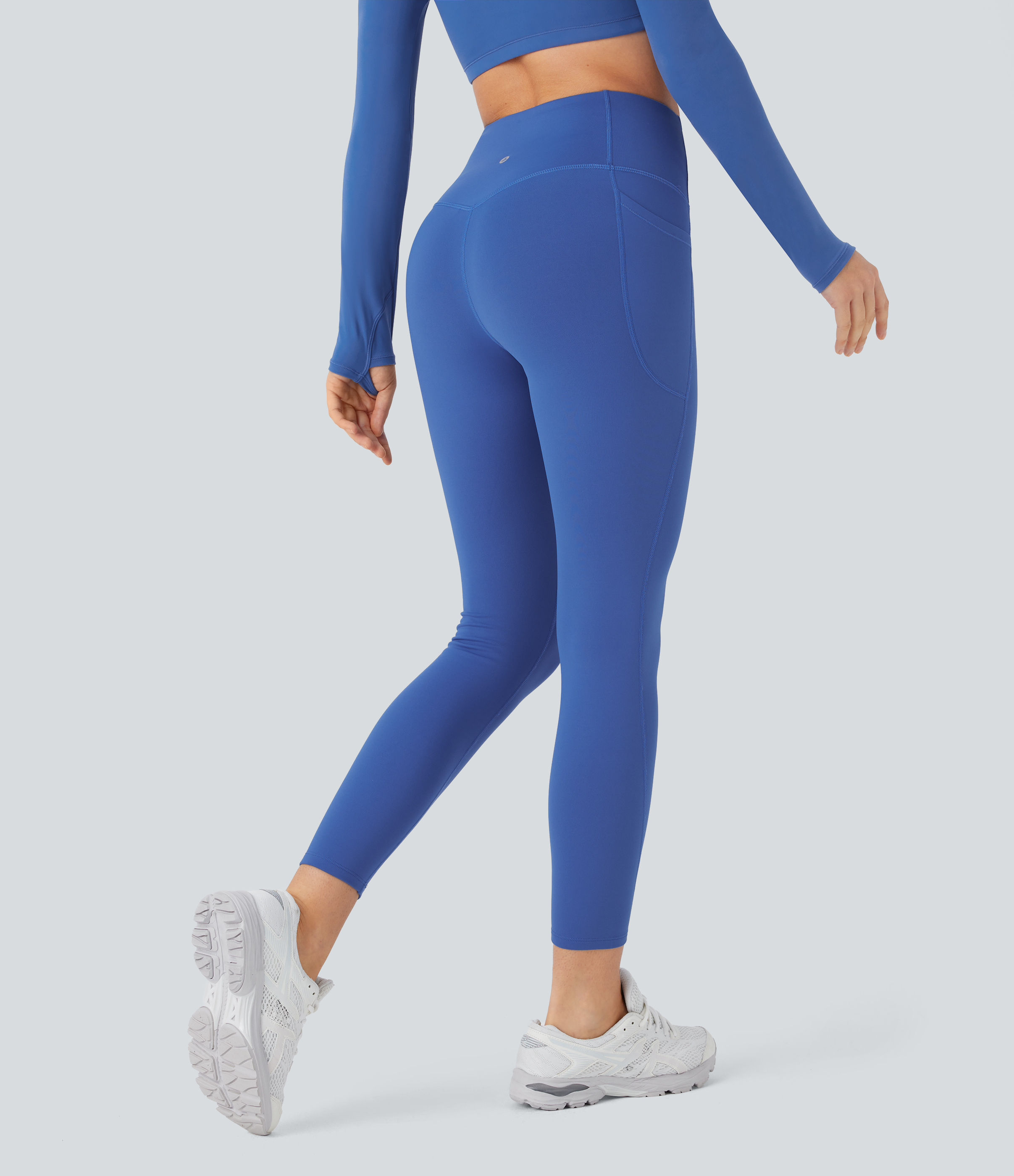 Halara Softlyzeroв„ў Plush Thermal High Waisted Tummy Control Side Pocket Workout Leggings  - Deep Sapphire Blue - XS(7/8) gym leggings 