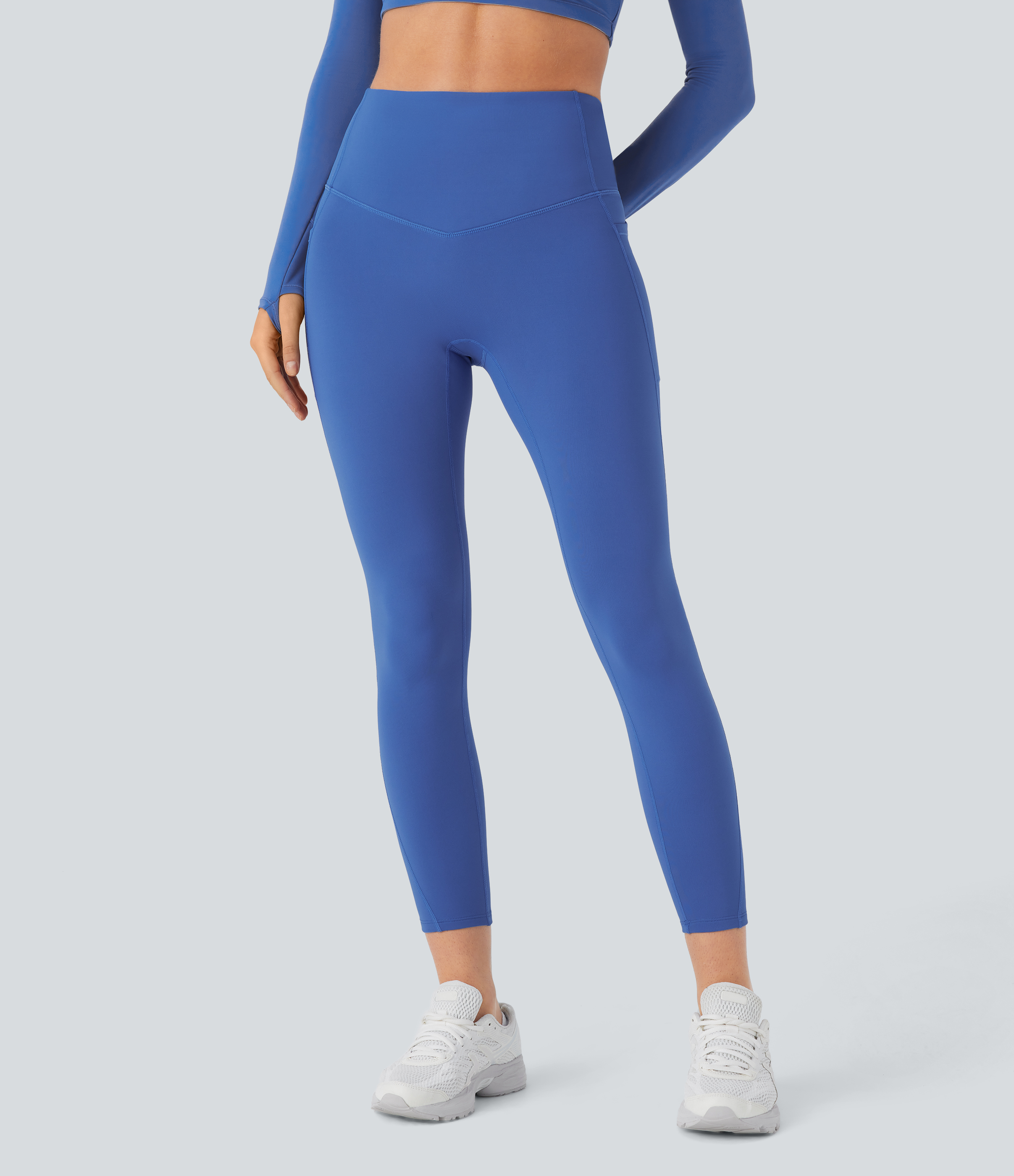 Halara Softlyzeroв„ў Plush Thermal High Waisted Tummy Control Side Pocket Workout Leggings  - Deep Sapphire Blue - XS(7/8) gym leggings 