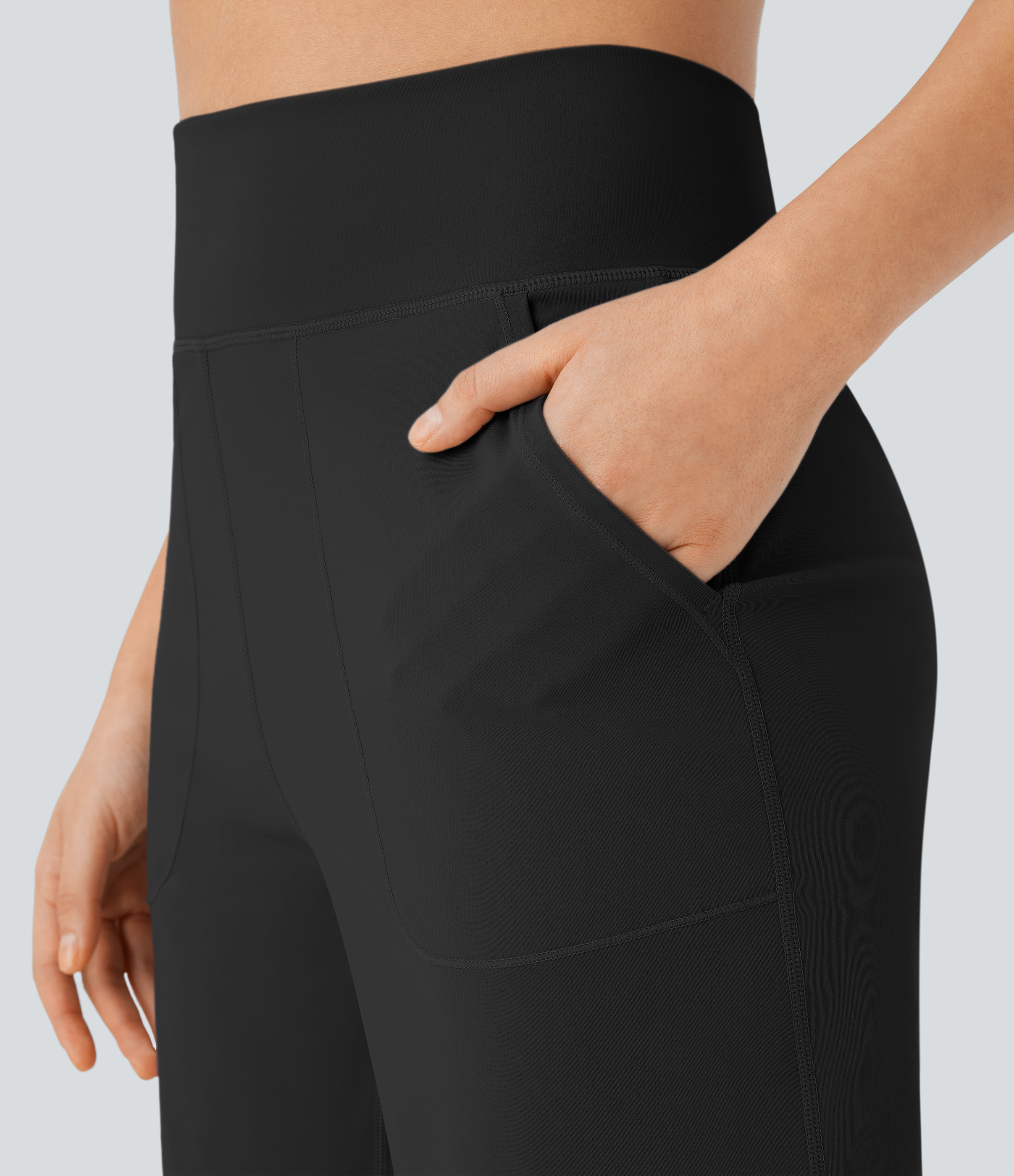 Halara Softlyzeroв„ў Airy High Waisted Multiple Pockets Cool Touch Yoga Shorts 7``-UPF50+ Gym Short - Black - M booty shorts compression shorts 