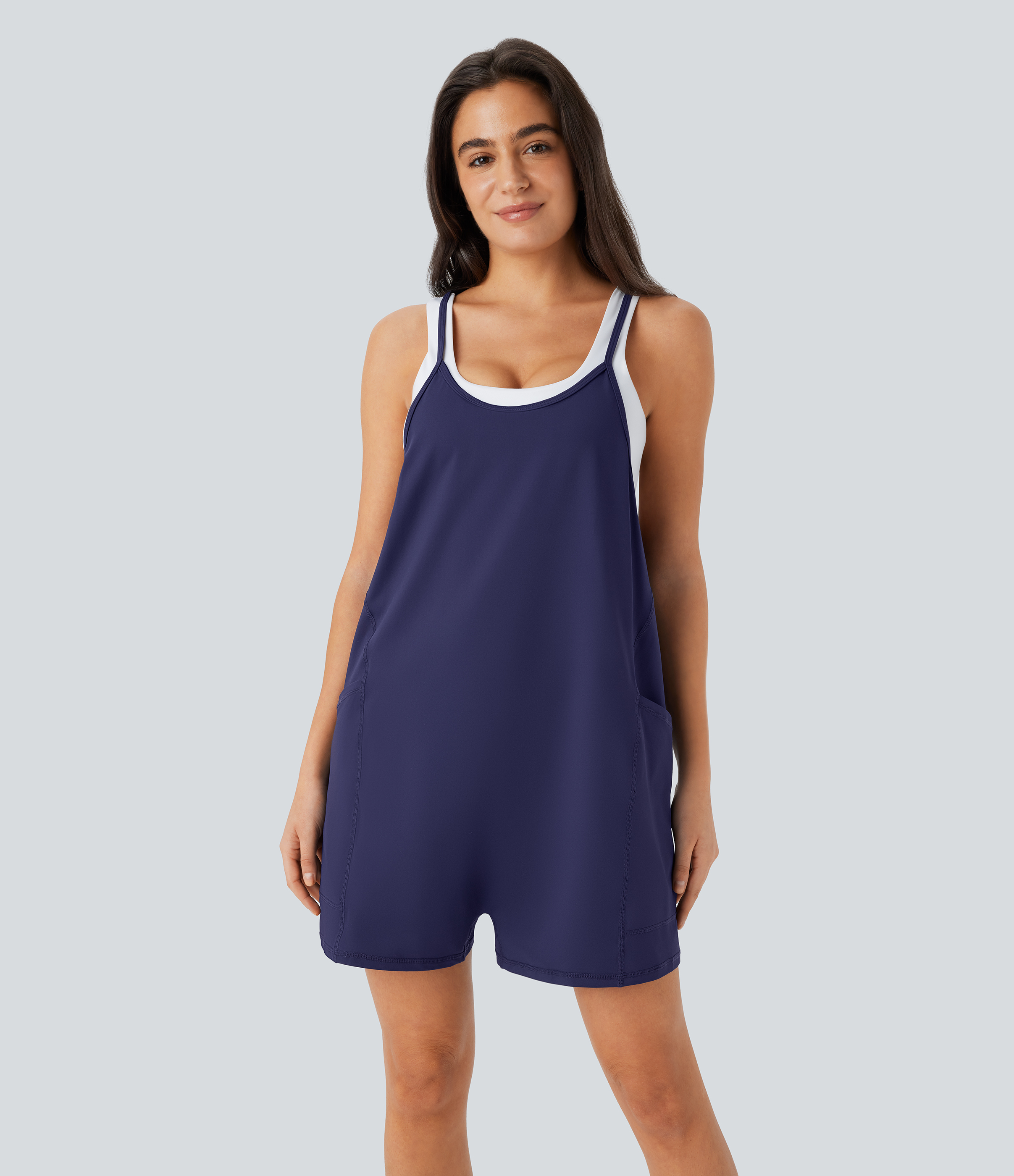 Adjustable Strap Side Pockets Casual Jumpsuit