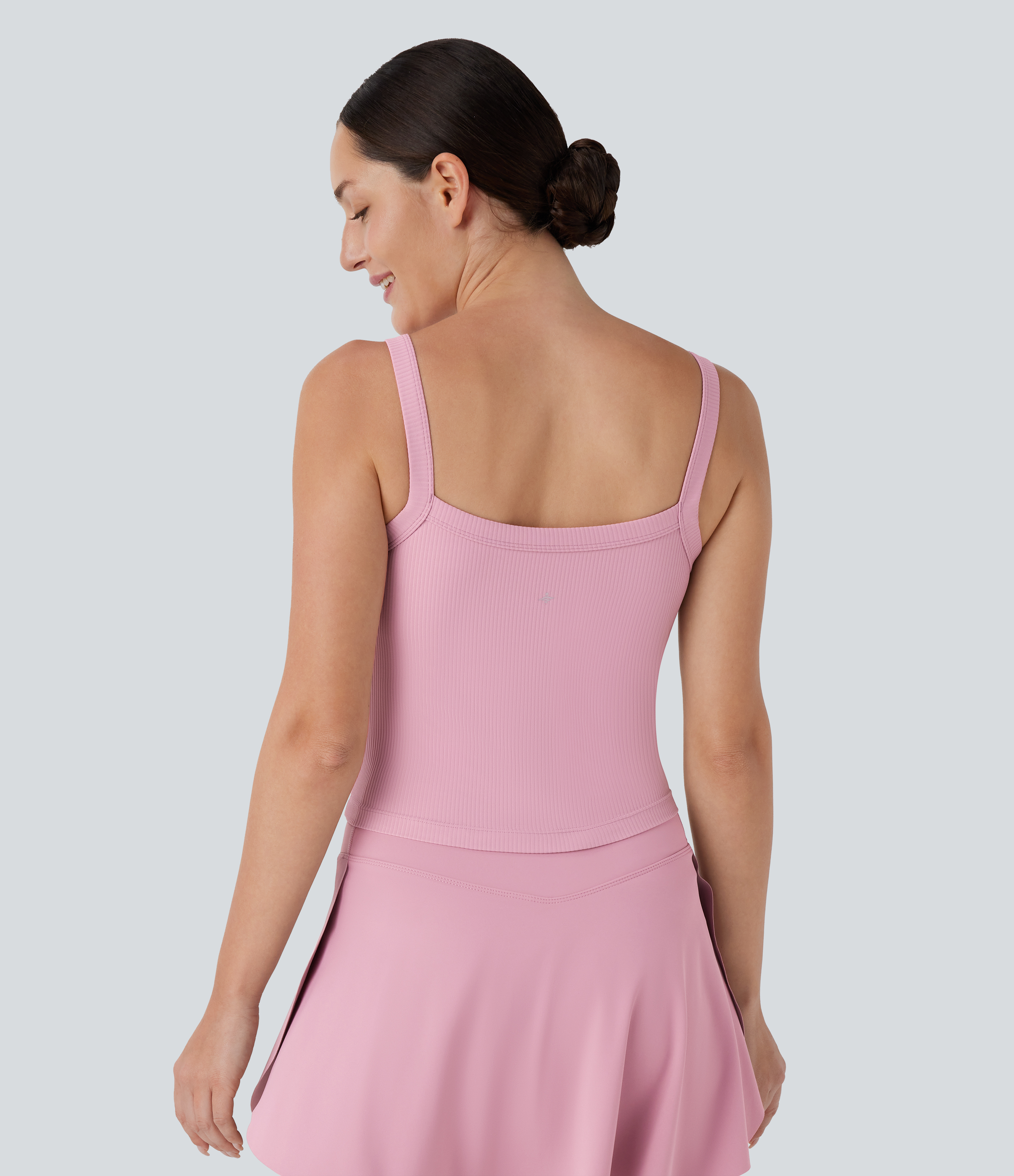 Halara Ribbed Backless Yoga Tank Top Tank Top - Bleached Mauve - S golf tops halter top tunic tops sleeveless tops backless top 