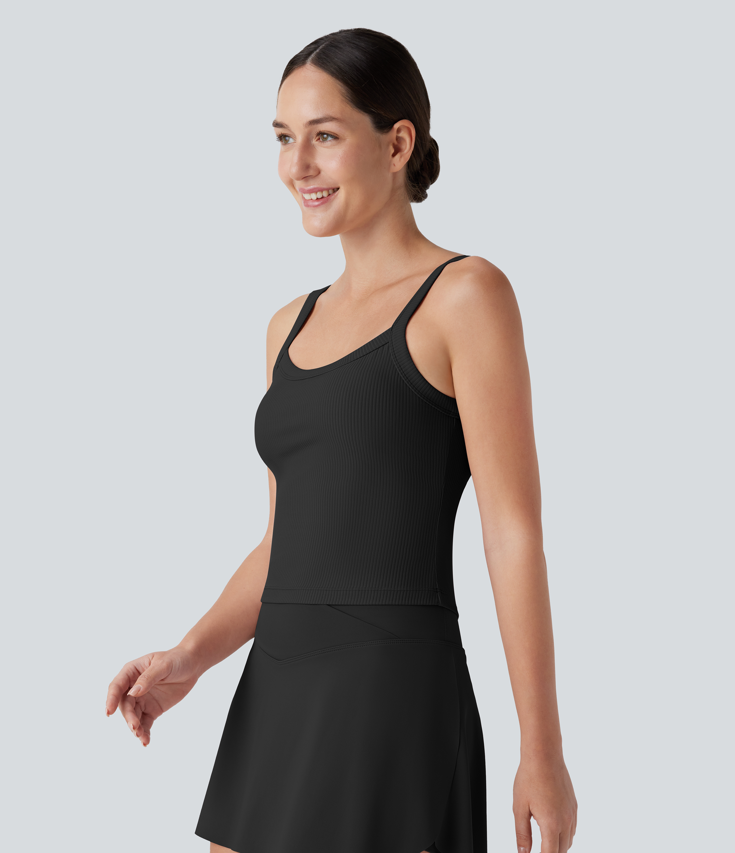 Halara Ribbed Backless Yoga Tank Top Tank Top - Black - M golf tops halter top tunic tops sleeveless tops backless top 