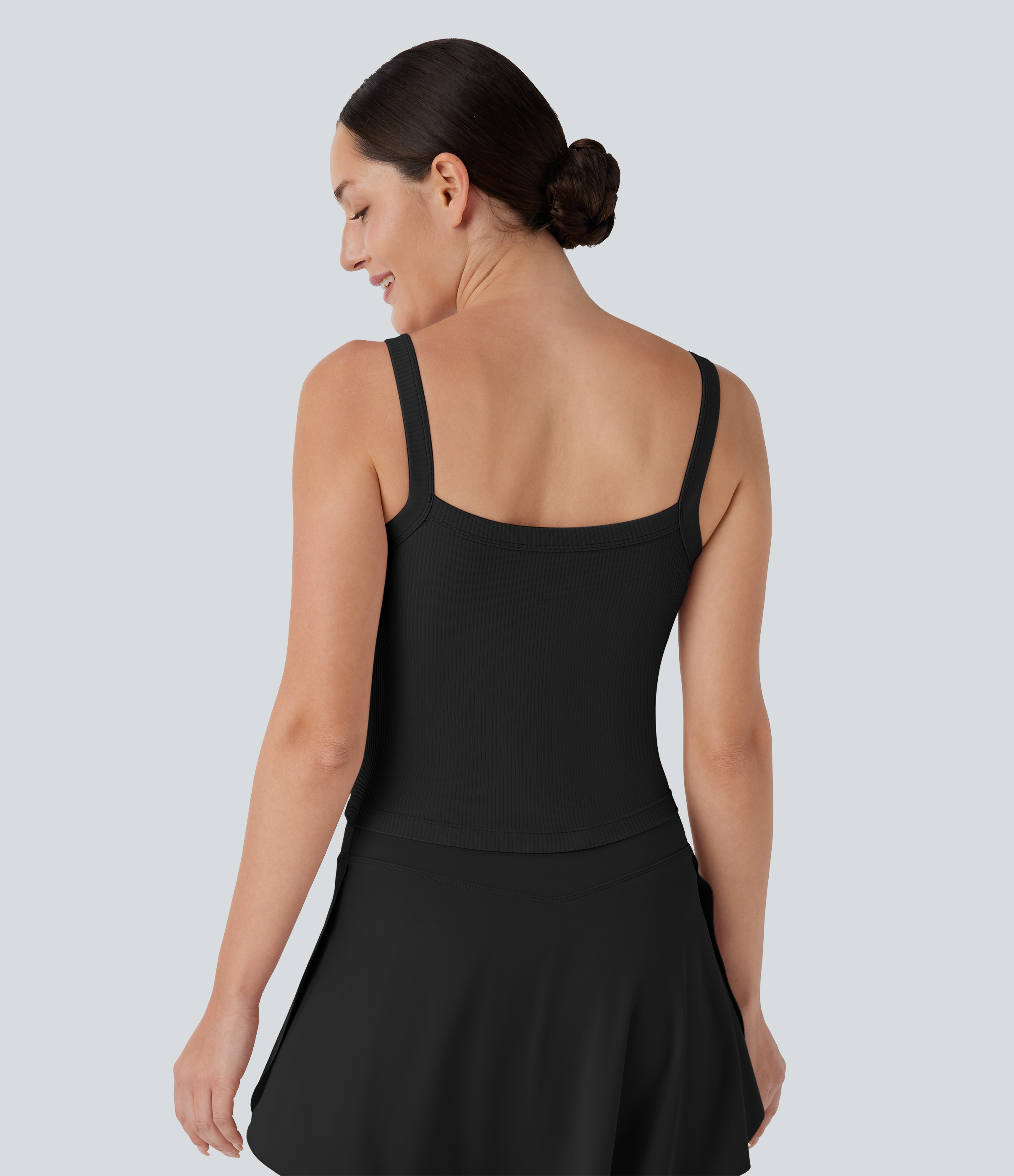 Halara Ribbed Backless Yoga Tank Top Tank Top - Black - M golf tops halter top tunic tops sleeveless tops backless top 