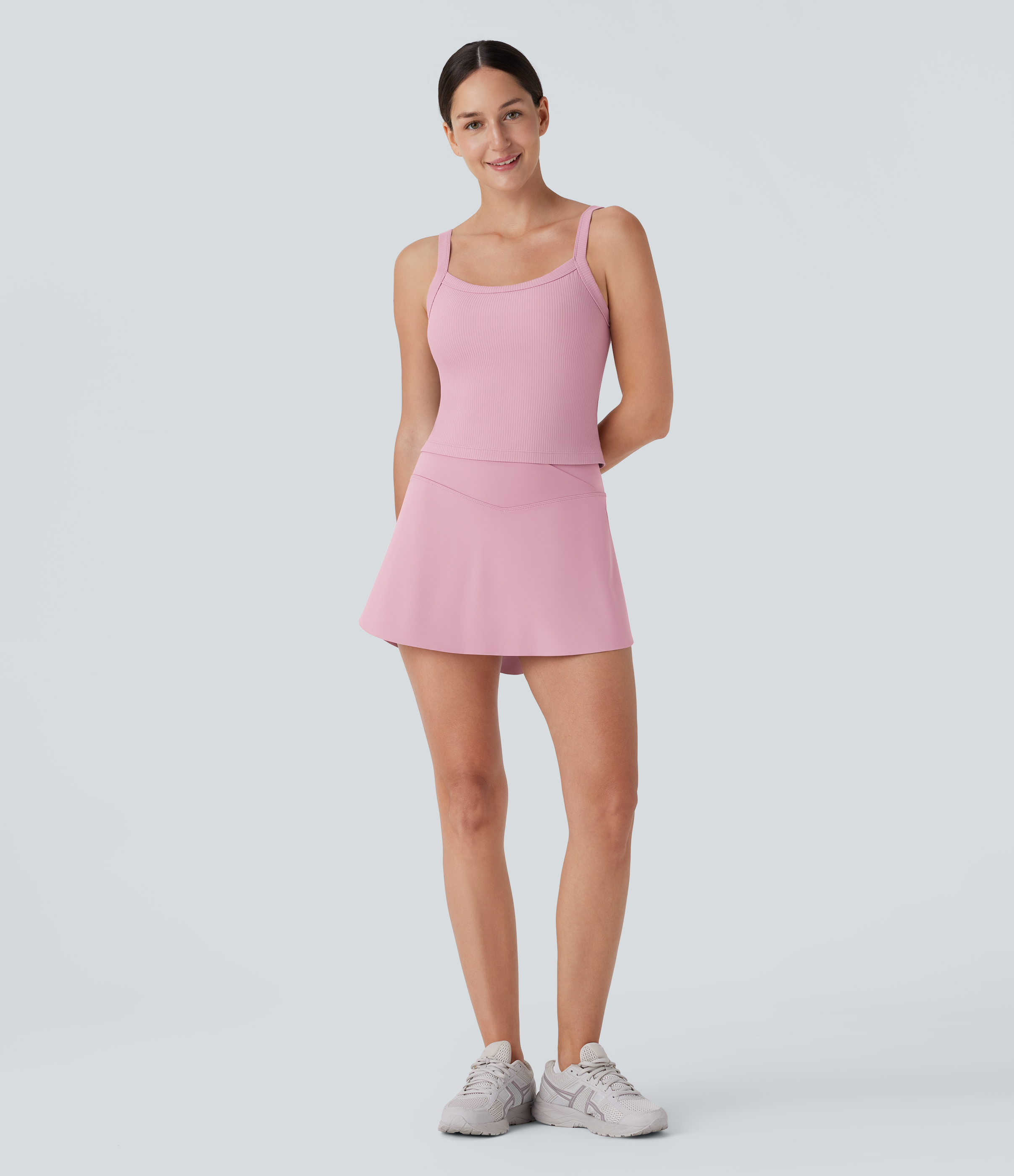 Halara Ribbed Backless Yoga Tank Top Tank Top - Bleached Mauve - S golf tops halter top tunic tops sleeveless tops backless top 