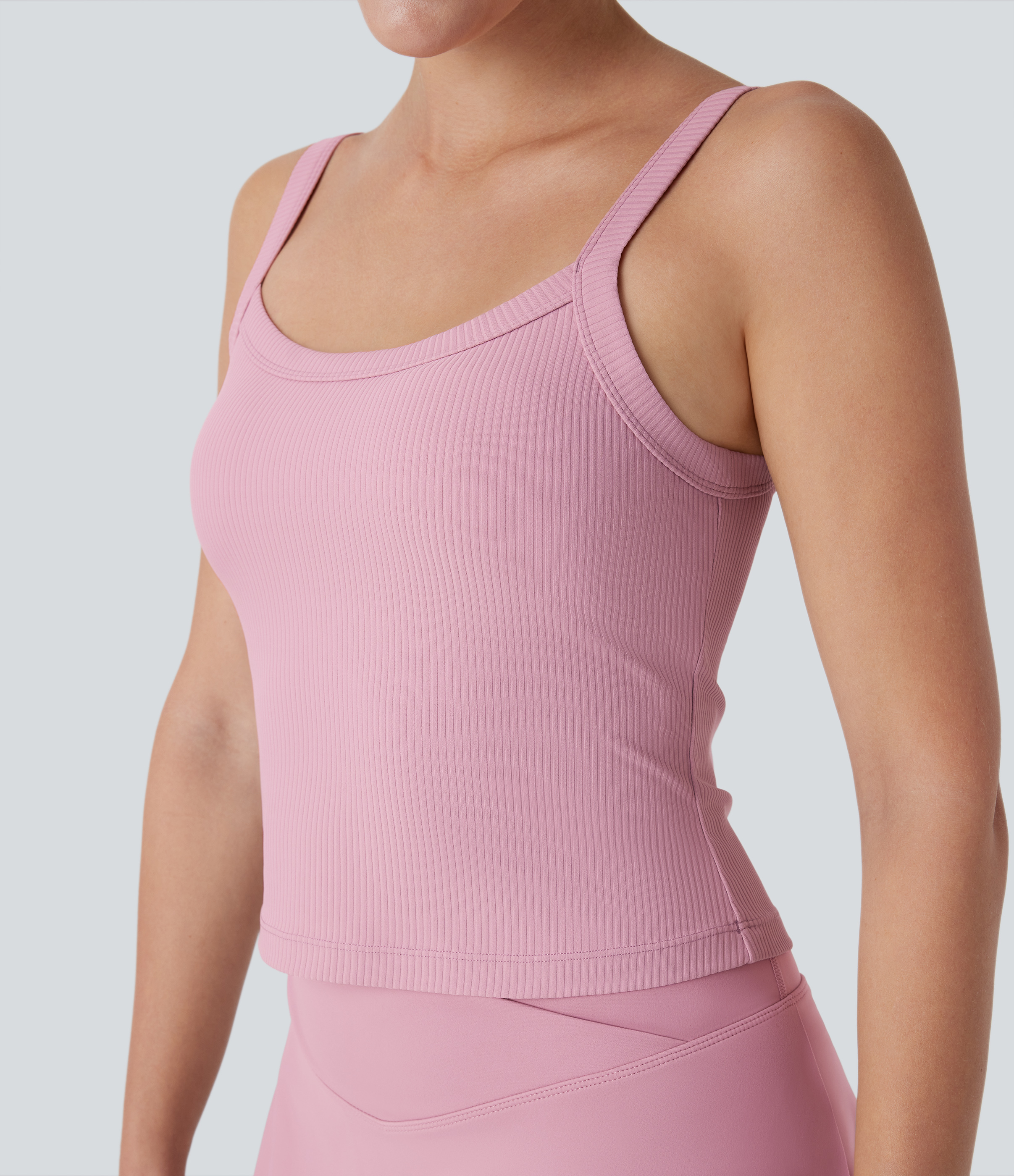 Halara Ribbed Backless Yoga Tank Top Tank Top - Bleached Mauve - S golf tops halter top tunic tops sleeveless tops backless top 
