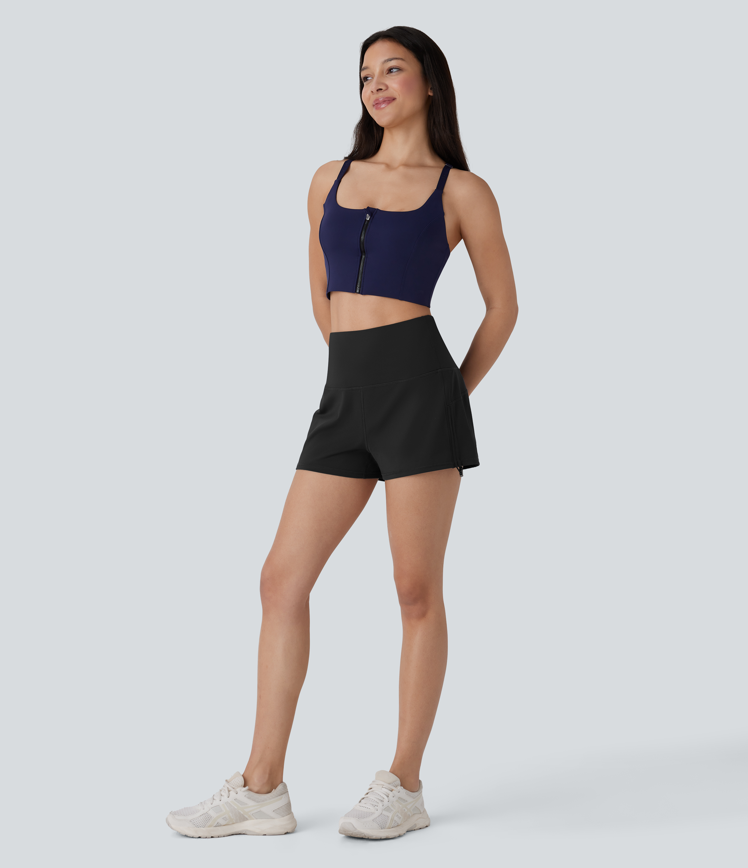 Halara Softlyzeroв„ў Airy High Waisted Drawstring Cool Touch Yoga Shorts Gym Short - Black - XS booty shorts compression shorts yoga shorts 