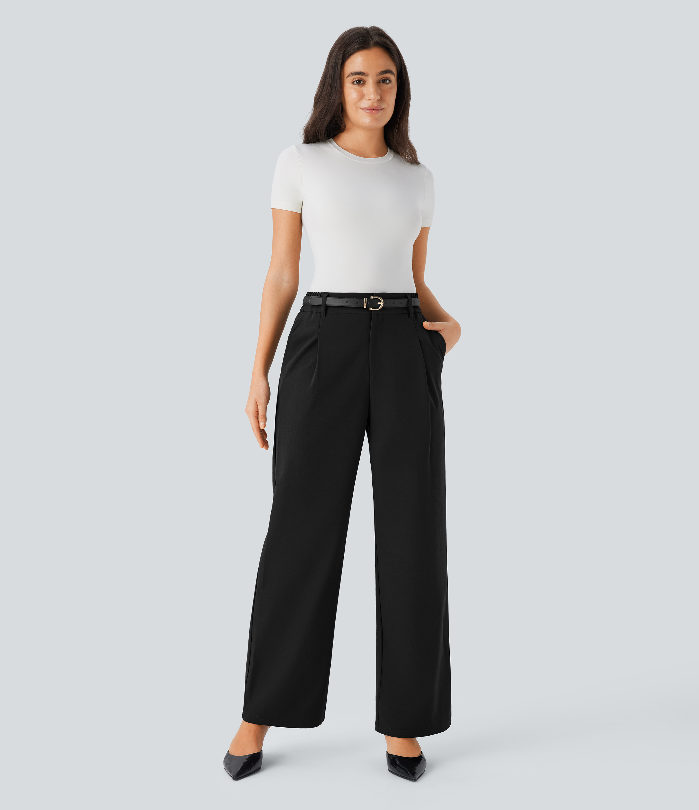 Halara Water Repellent Wear-Resistant Mid High Waisted Zipper Side Pocket Thermal Straight Leg Work  Pants  - Black - XL(regular) sweatpants 