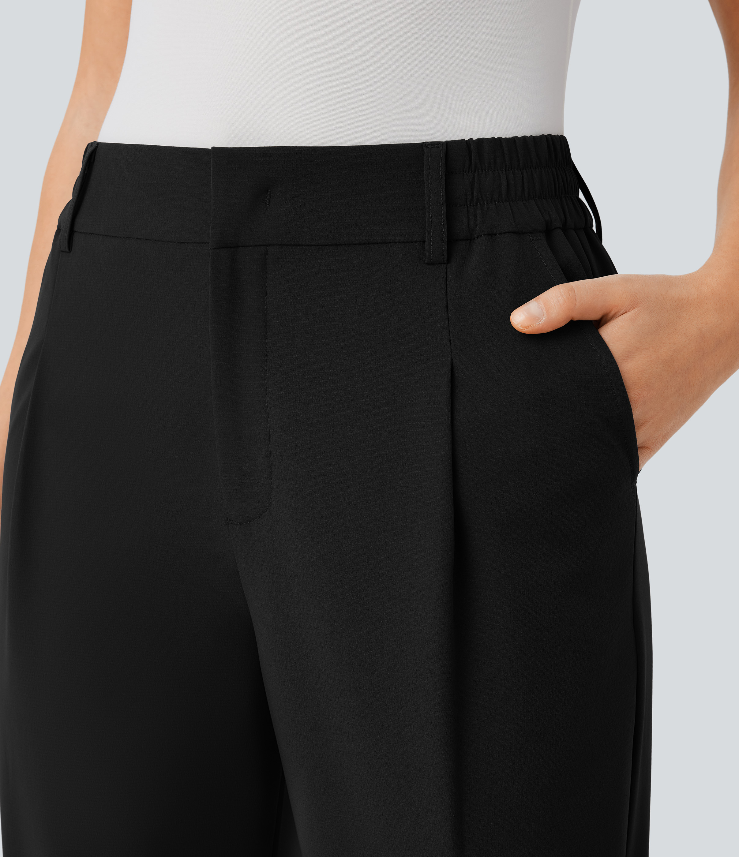 Halara Water Repellent Wear-Resistant Mid High Waisted Zipper Side Pocket Thermal Straight Leg Work  Pants  - Black - XL(regular) sweatpants 