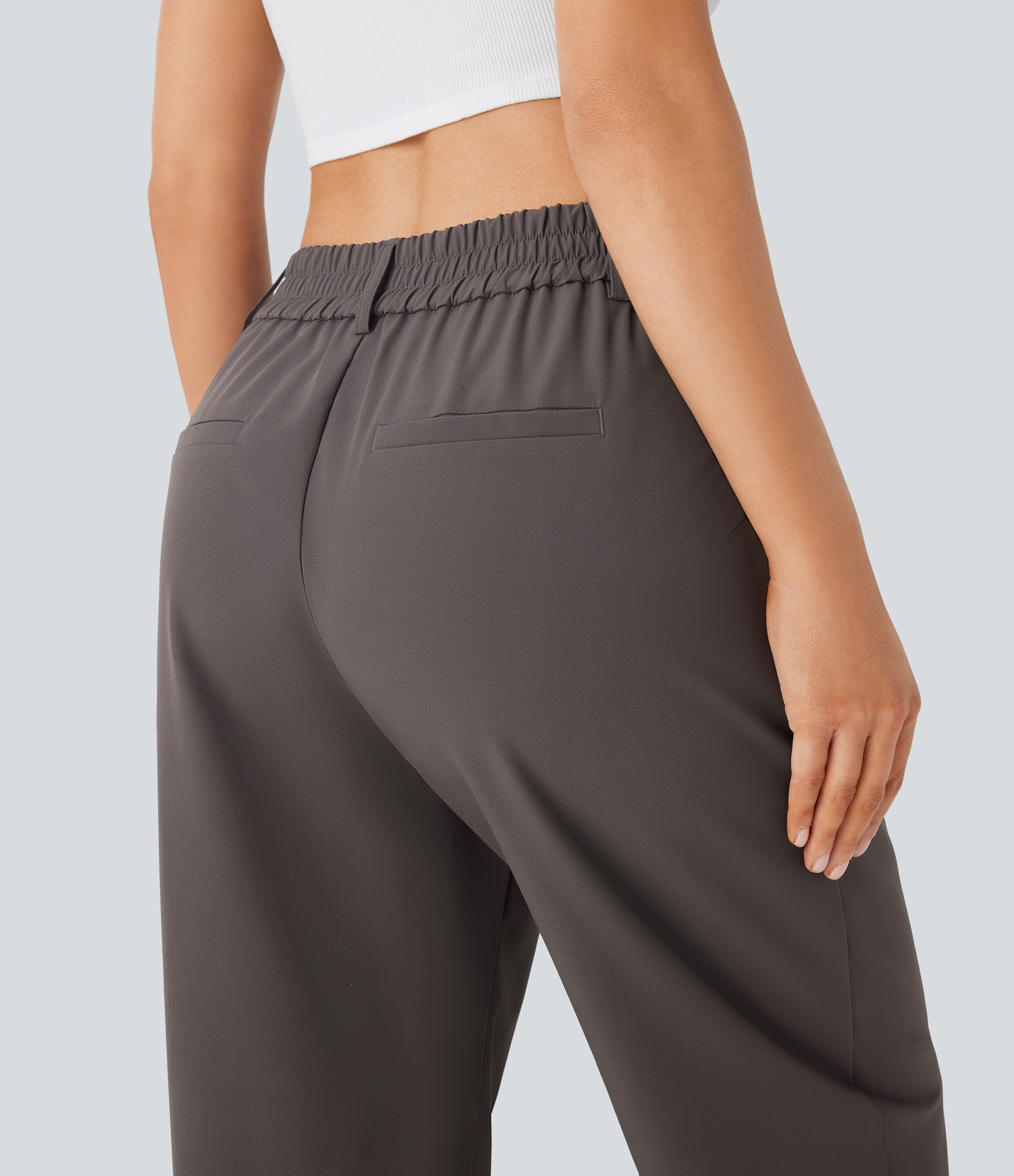 Halara Water Repellent Wear-Resistant Mid High Waisted Zipper Side Pocket Thermal Straight Leg Work  Pants  - Eiffel Tower - L(regular) 
