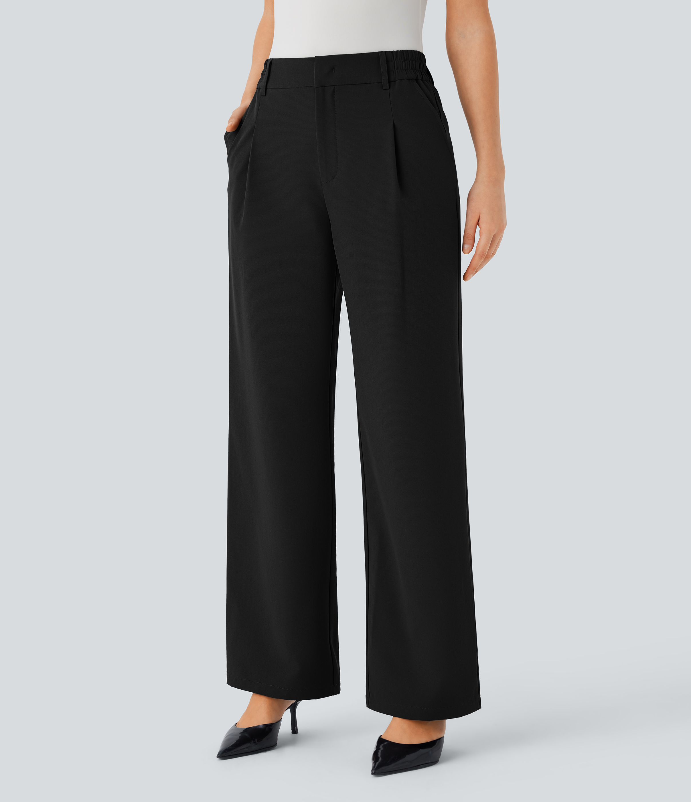 Halara Water Repellent Wear-Resistant Mid High Waisted Zipper Side Pocket Thermal Straight Leg Work  Pants  - Black - XL(regular) sweatpants 