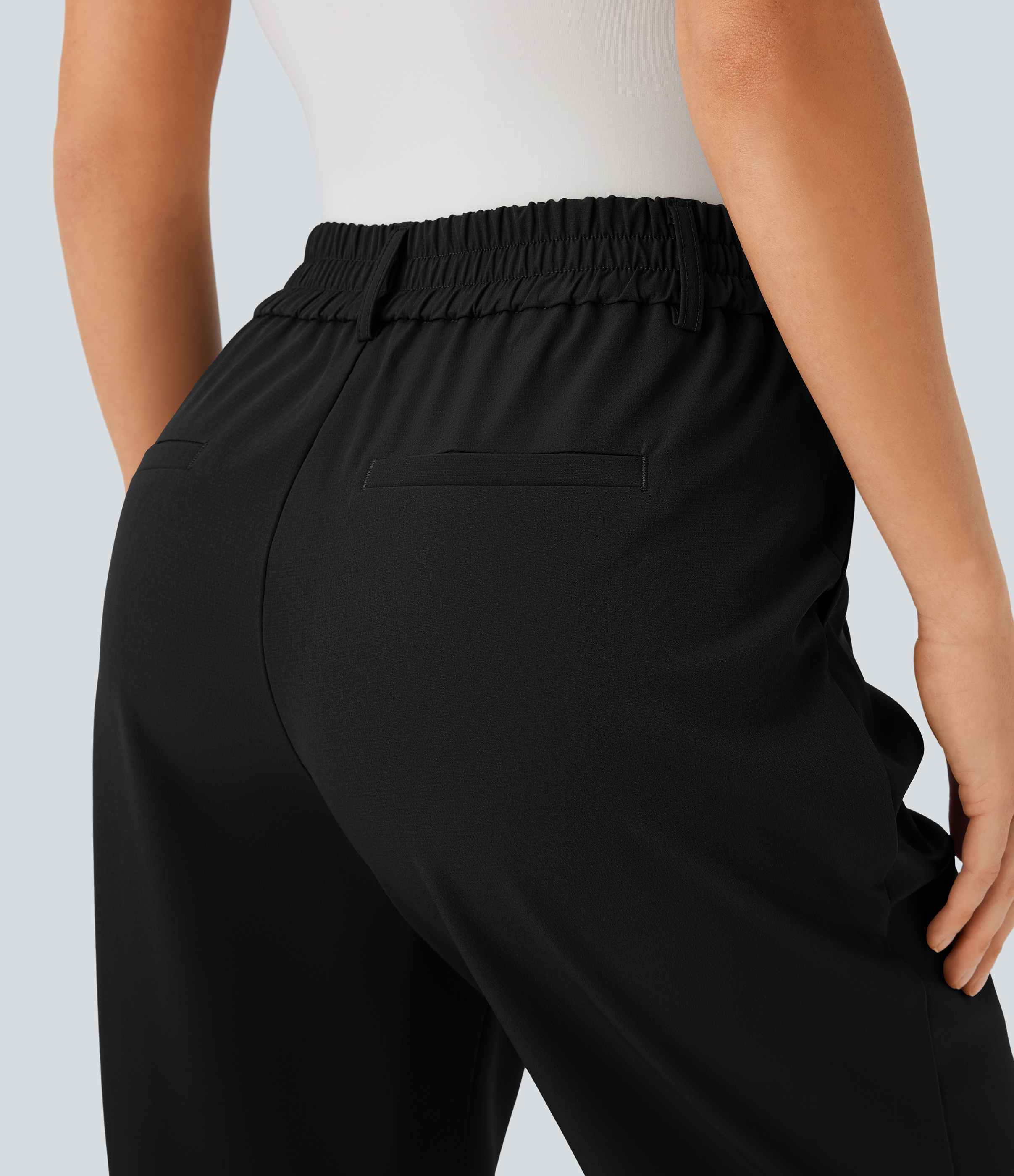 Halara Water Repellent Wear-Resistant Mid High Waisted Zipper Side Pocket Thermal Straight Leg Work  Pants  - Black - XL(regular) sweatpants 