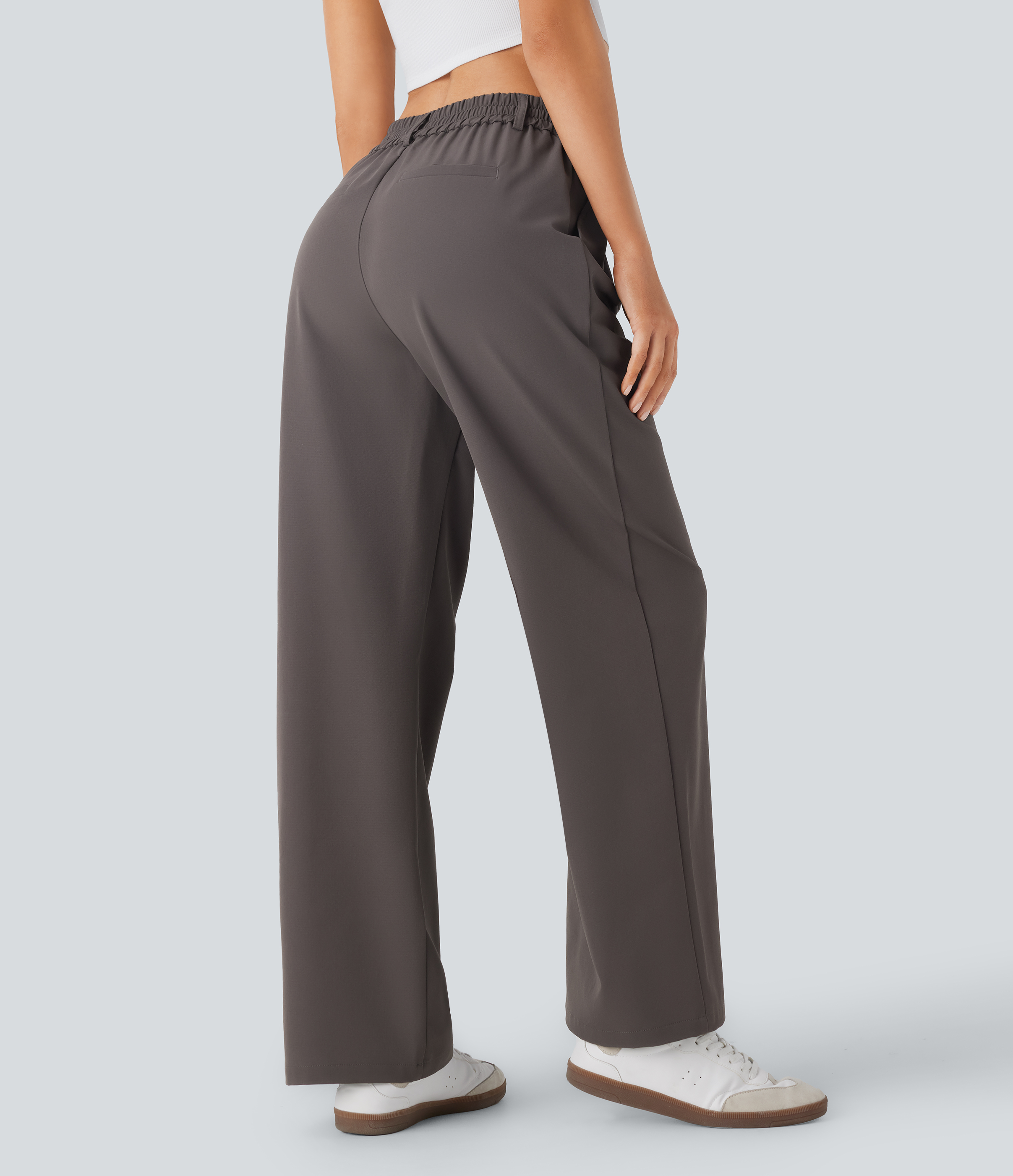 Halara Water Repellent Wear-Resistant Mid High Waisted Zipper Side Pocket Thermal Straight Leg Work  Pants  - Eiffel Tower - L(regular) 