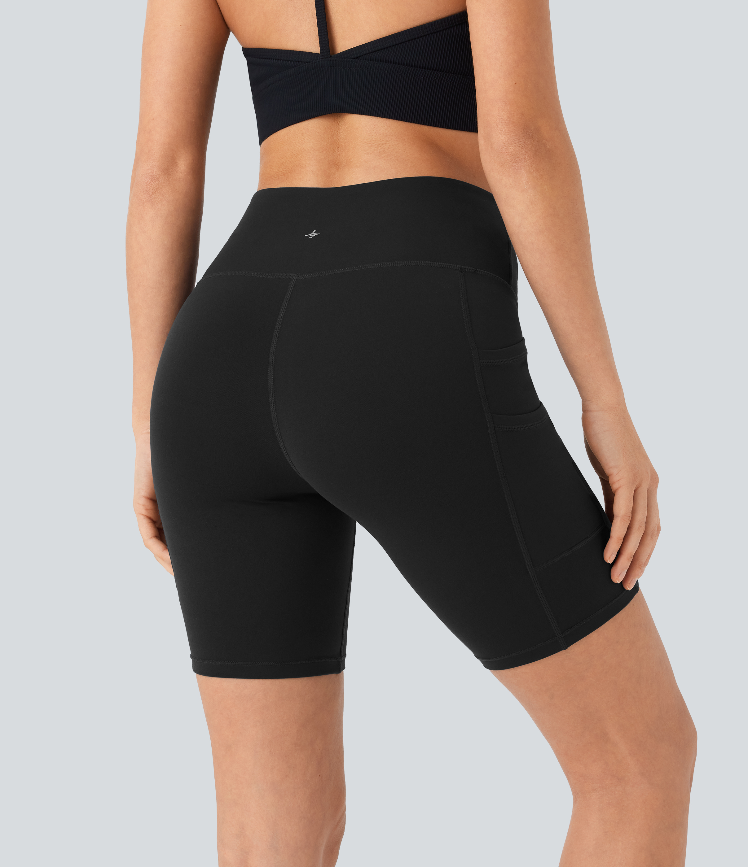Halara Softlyzeroв„ў High Waisted Double Pockets Yoga Biker Shorts 7``-UPF50+  - Black - XS biker shorts women black biker shorts 