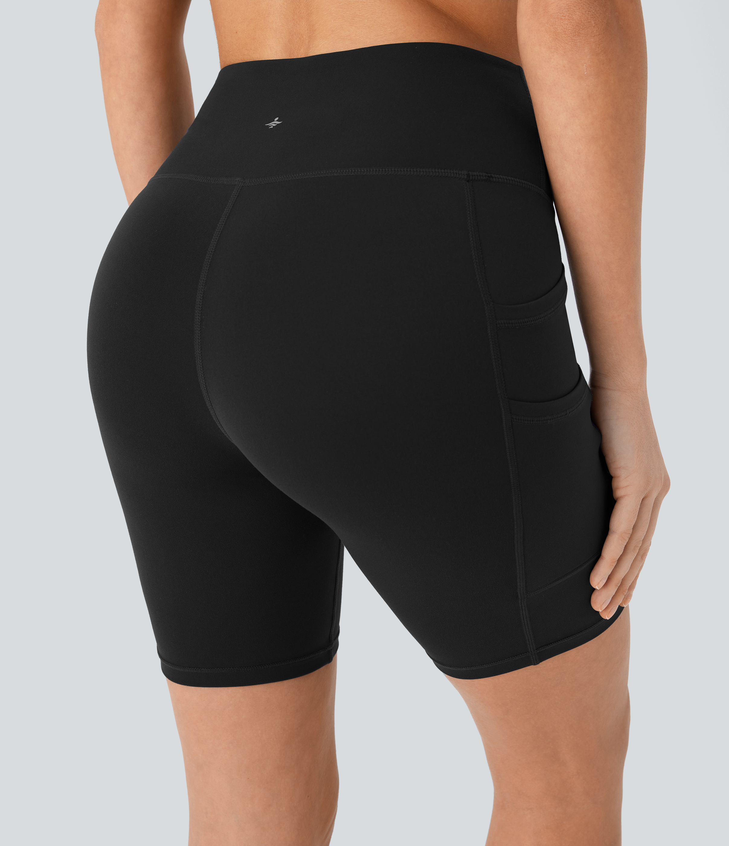 Halara Softlyzeroв„ў High Waisted Double Pockets Yoga Biker Shorts 7``-UPF50+  - Black - XS biker shorts women black biker shorts 