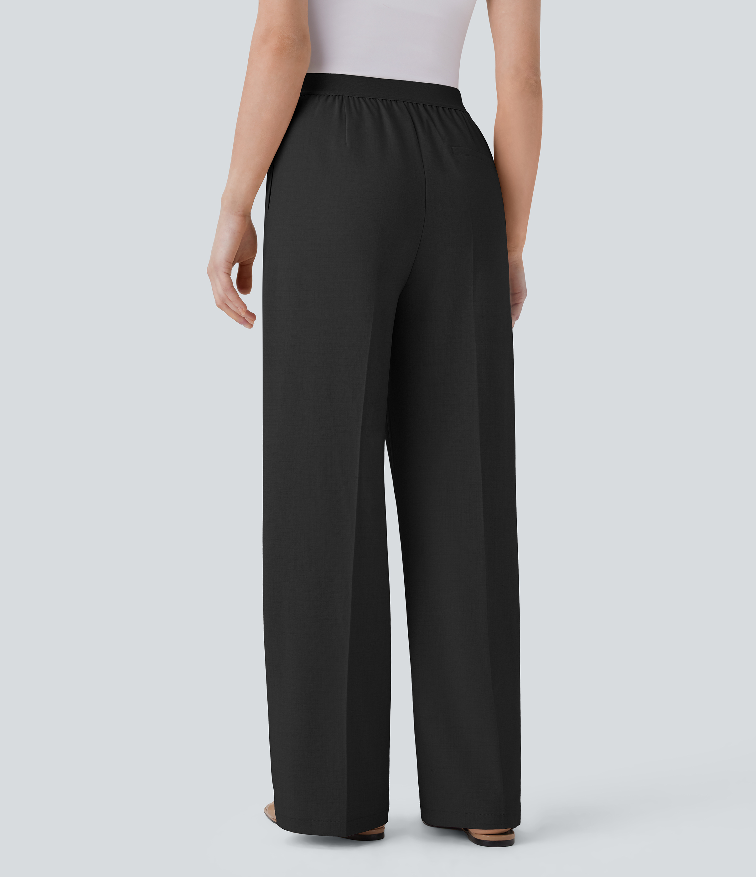 Halara High Waisted Side Pocket Straight Leg Work Pants  - Black - S(regular) sweatpants jogger pants stacked sweatpants cargo joggers 