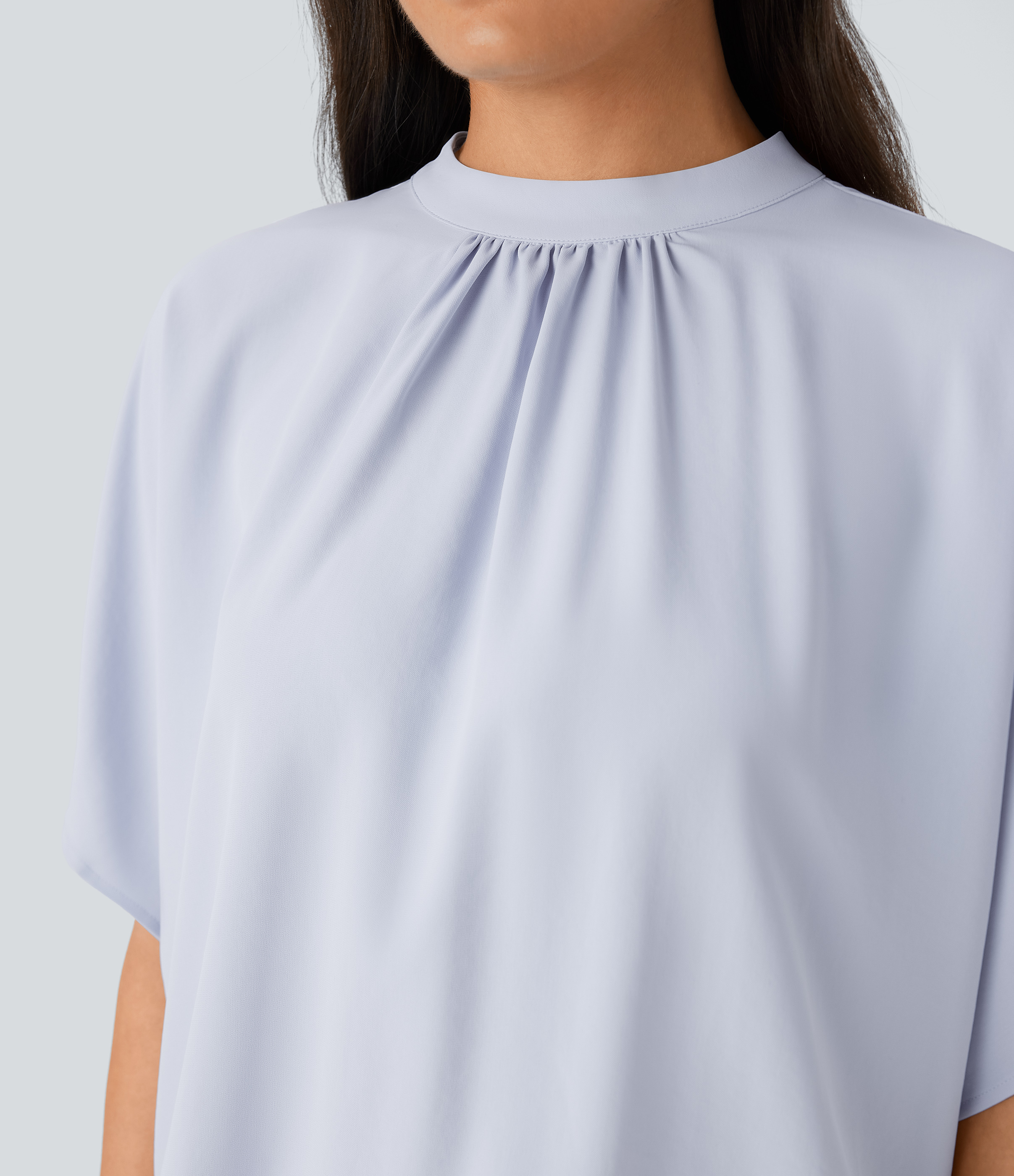 Halara Stand Collar Tie Back Oversize Casual Top Tank Top - Arctic Ice - L golf tops halter top tunic tops sleeveless tops backless top 
