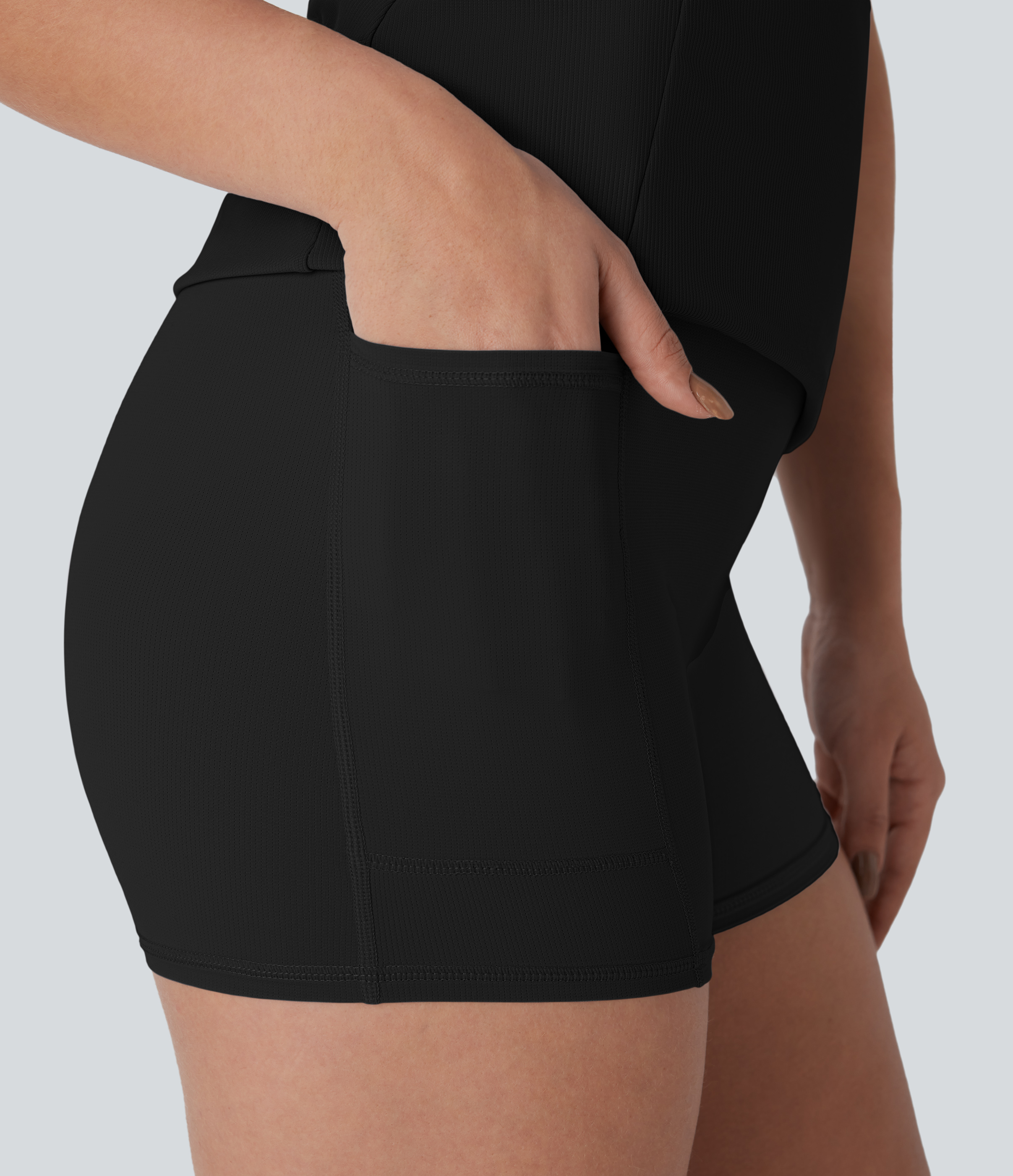 Halara Patitoffв„ў Flow Pet Hair Resistant Backless Bodycon Mini Yoga Active Dress-Easy Peezy Edition Workout Dress - Black - M 