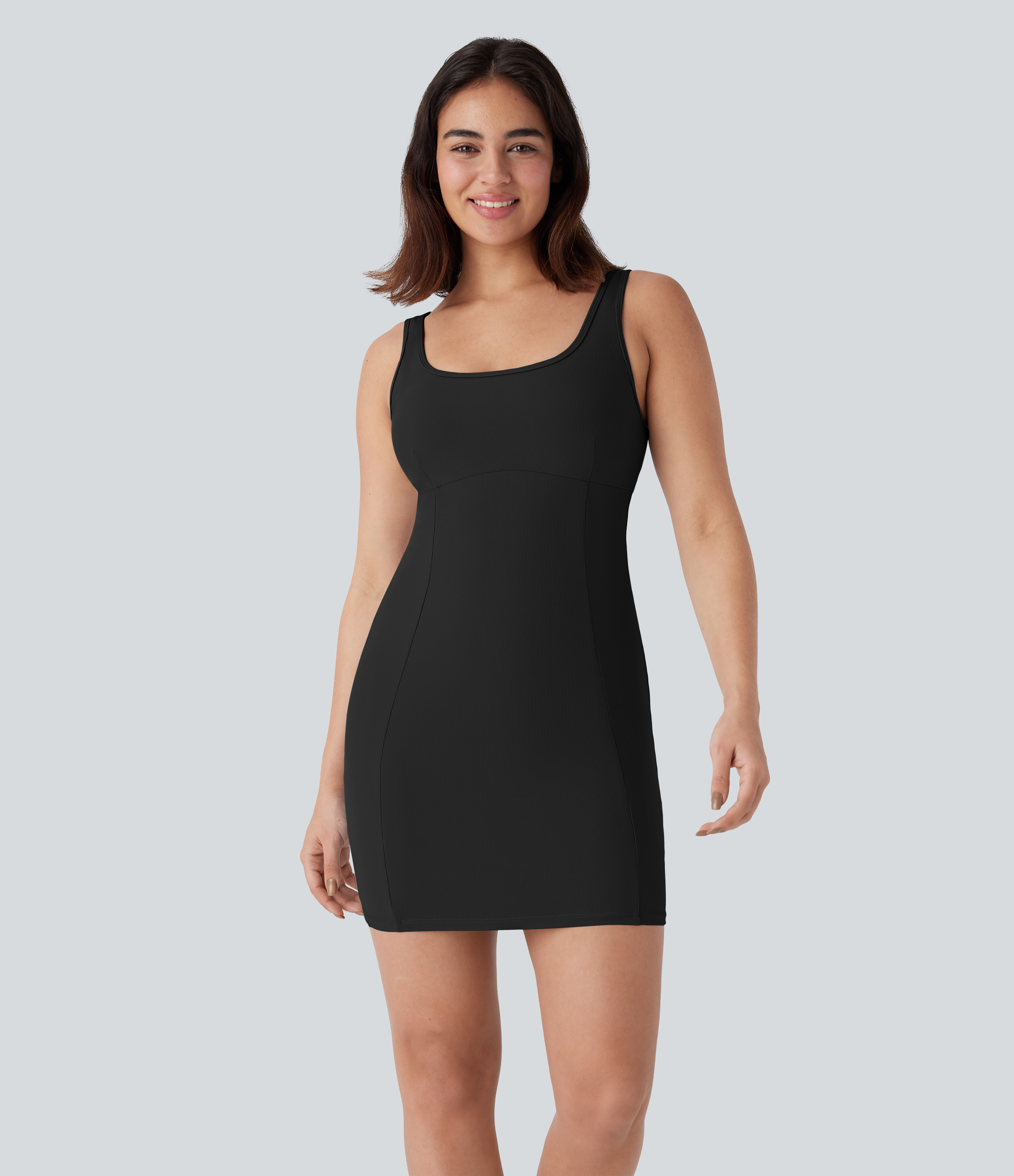 Halara Patitoffв„ў Flow Pet Hair Resistant Backless Bodycon Mini Yoga Active Dress-Easy Peezy Edition Workout Dress - Black - M 