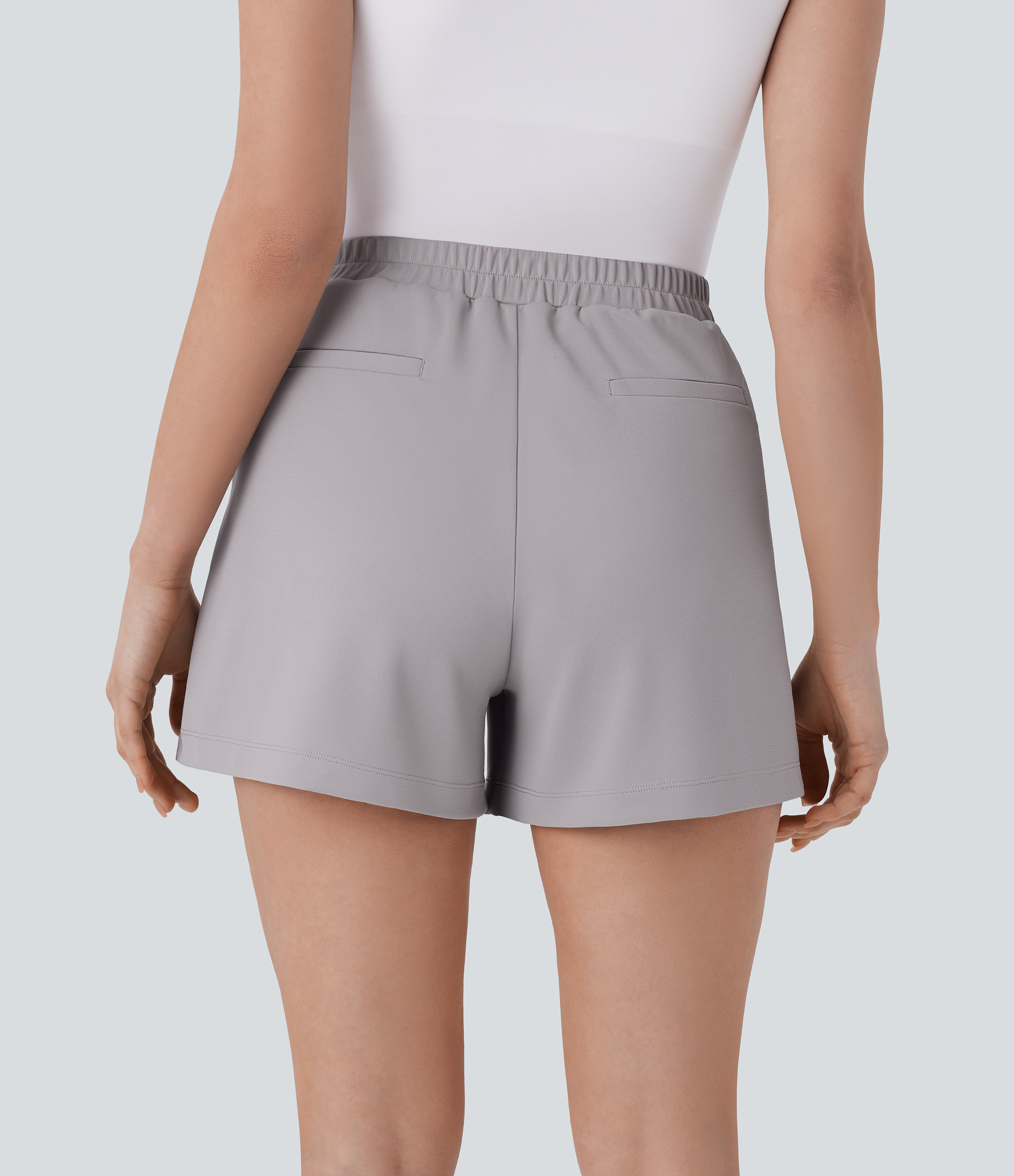 Halara High Waisted Side Pocket Work Shorts 4``  - Gull - M booty shorts compression shorts yoga shorts 