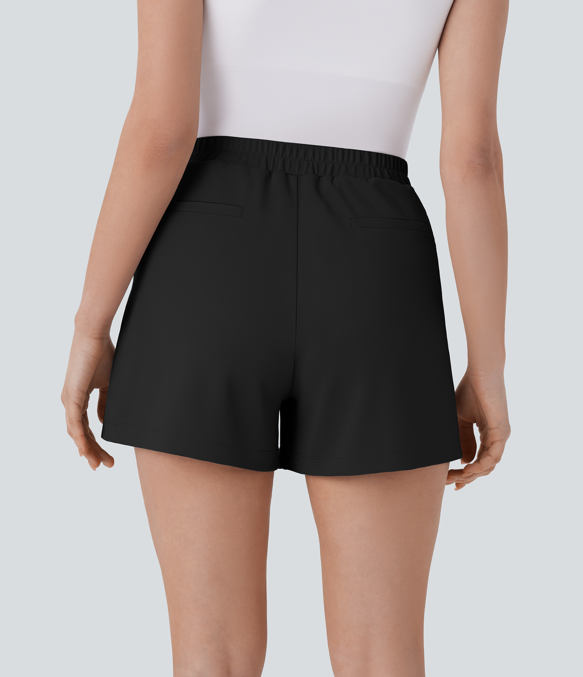 Halara High Waisted Side Pocket Work Shorts 4``  - Black - S booty shorts compression shorts yoga shorts 