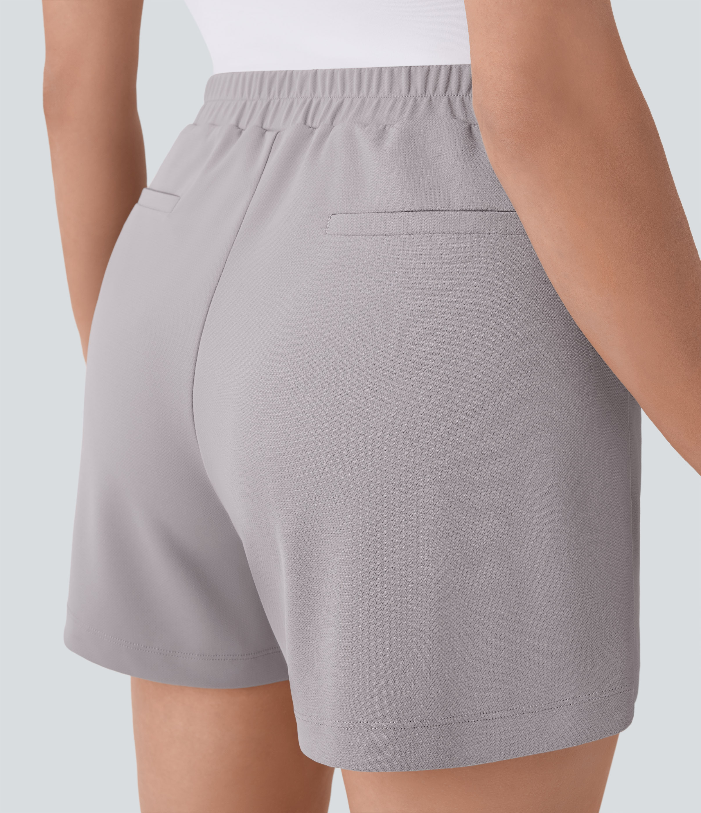 Halara High Waisted Side Pocket Work Shorts 4``  - Gull - M booty shorts compression shorts yoga shorts 