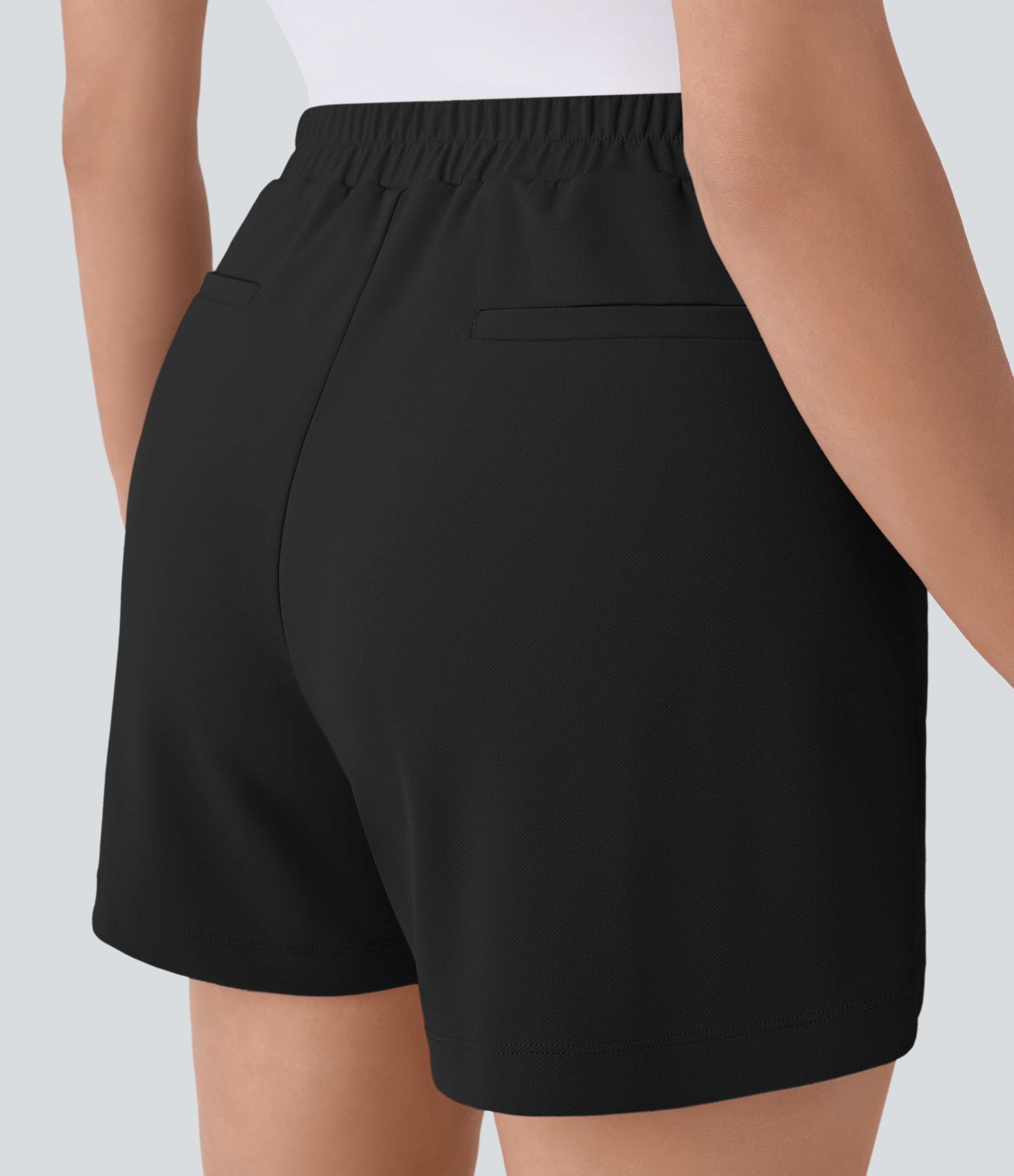 Halara High Waisted Side Pocket Work Shorts 4``  - Black - S booty shorts compression shorts yoga shorts 