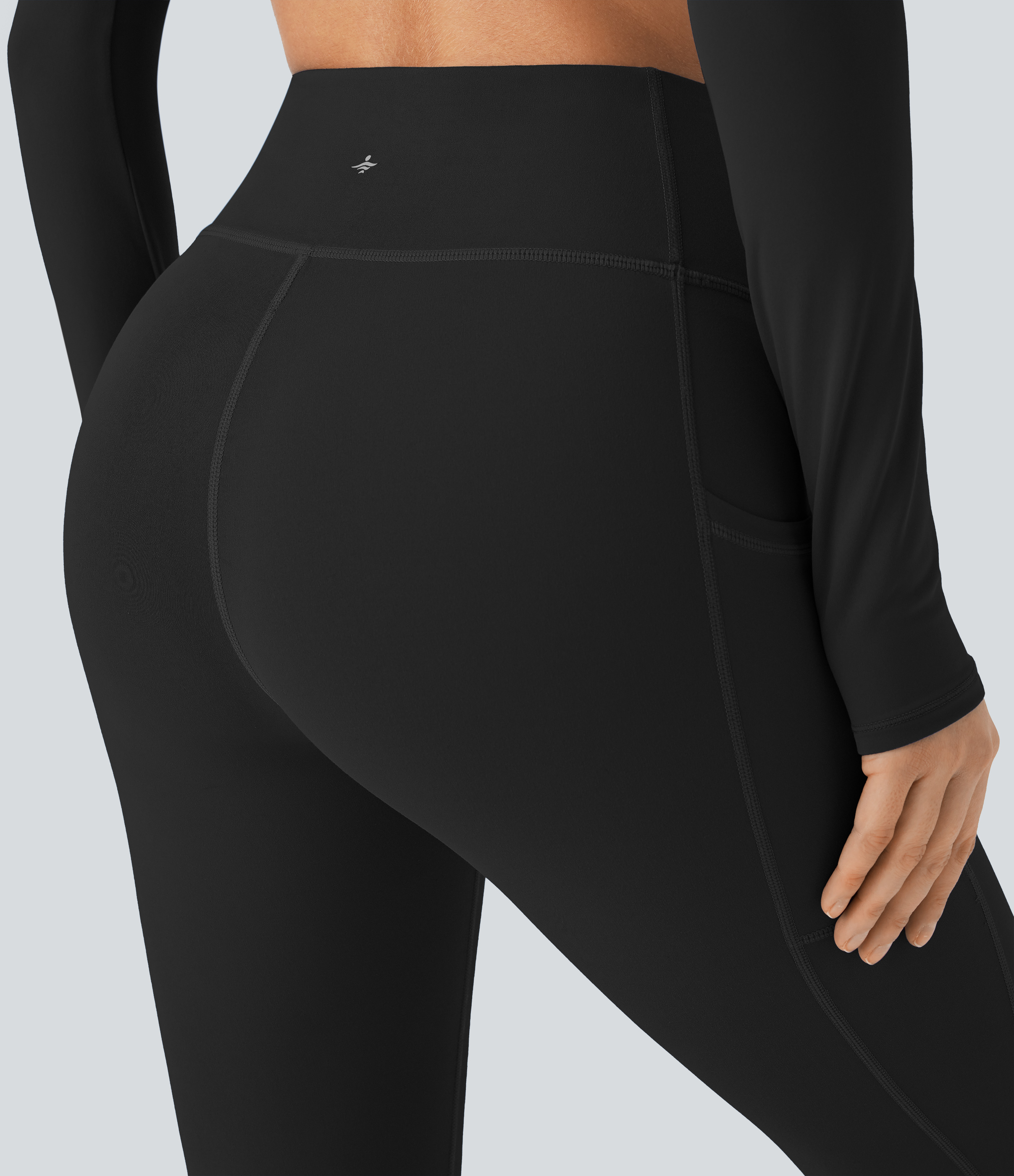 Halara Softlyzeroв„ў SoCinched High Waisted Tummy Control Side Pocket Perforated 7/8 Yoga Leggings  - Black - S(7/8) gym leggings 