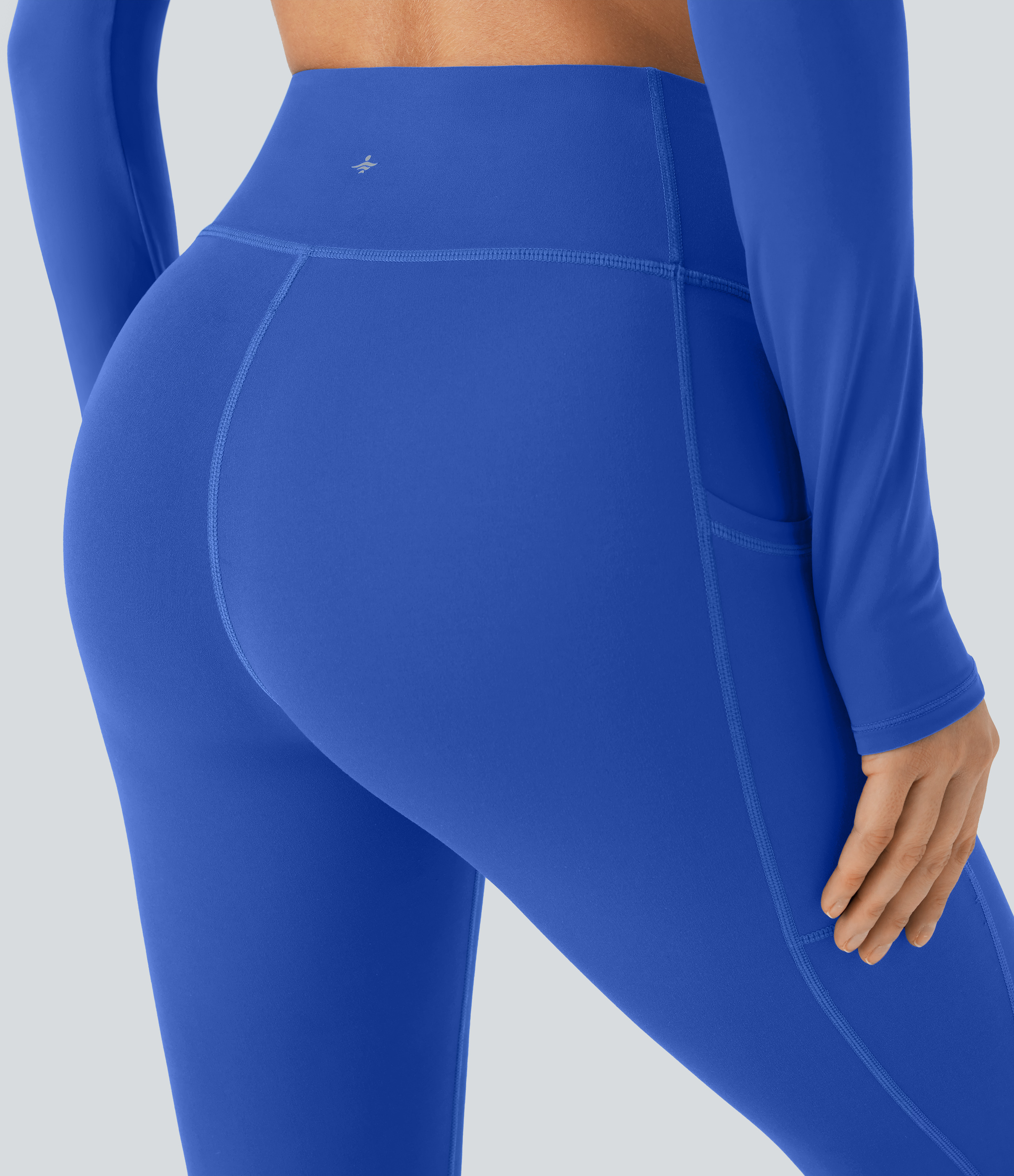 Halara Softlyzeroв„ў SoCinched High Waisted Tummy Control Side Pocket Perforated 7/8 Yoga Leggings  - Beaucoup Blue - M(7/8) gym leggings 