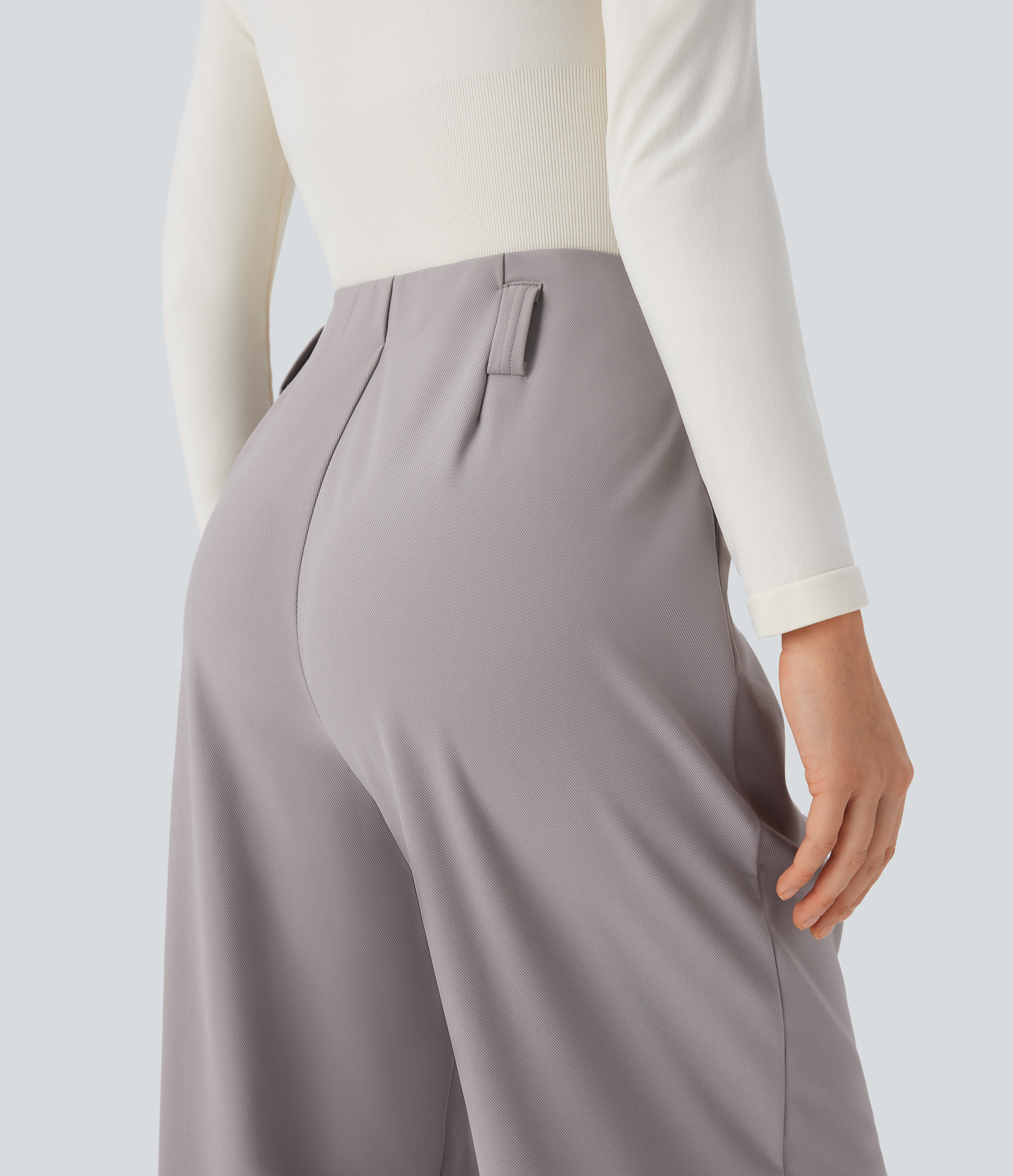Halara Halara Flexв„ў High Waisted Belted Side Pocket Straight Leg Twill Work Pants  - Elephant Skin - S(regular) sweatpants jogger pants 