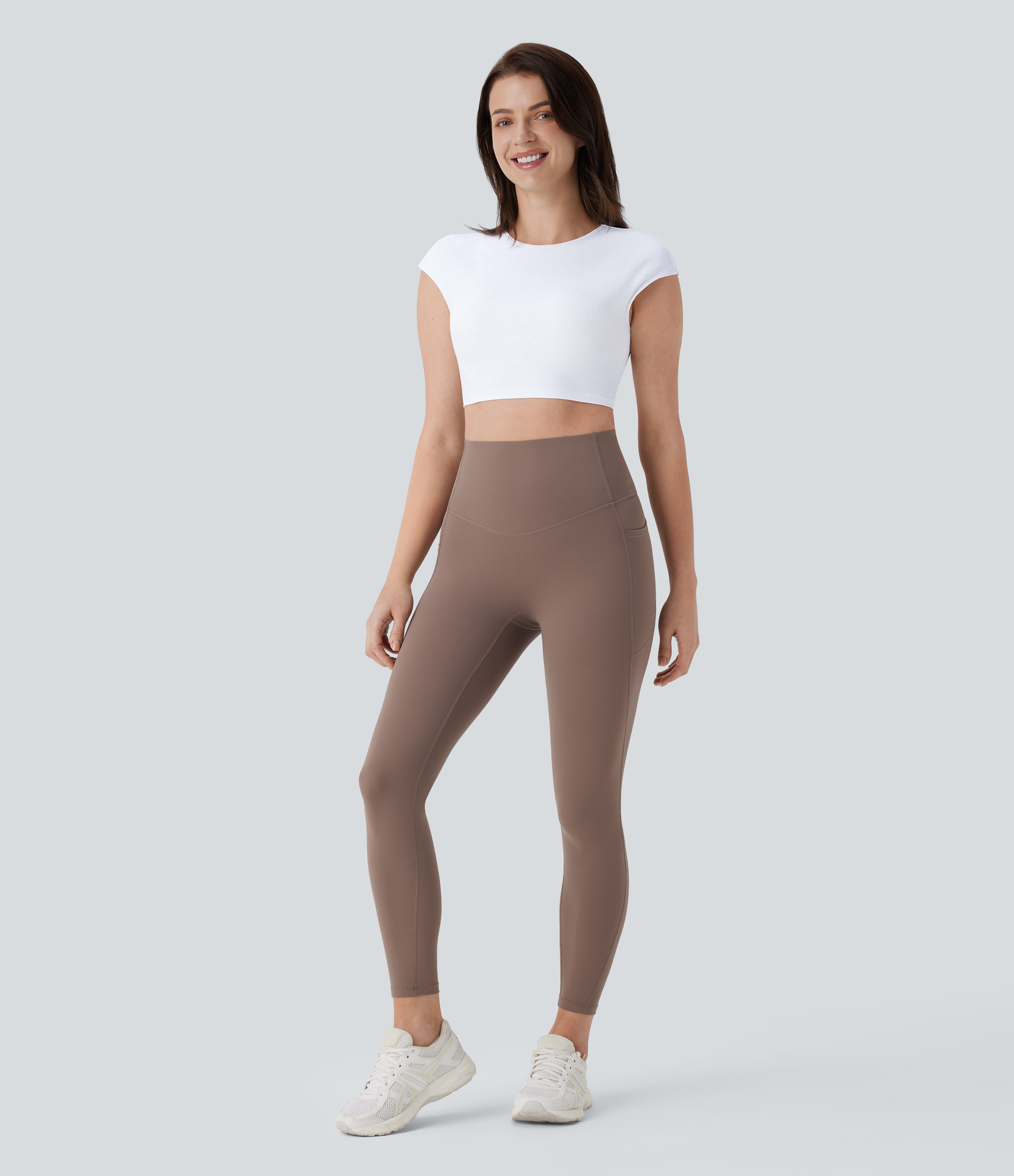 Halara Softlyzeroв„ў Airy Backless Twisted Cropped Skinny Cool Touch Yoga Tank Top Tank Top - White - L golf tops halter top tunic tops 