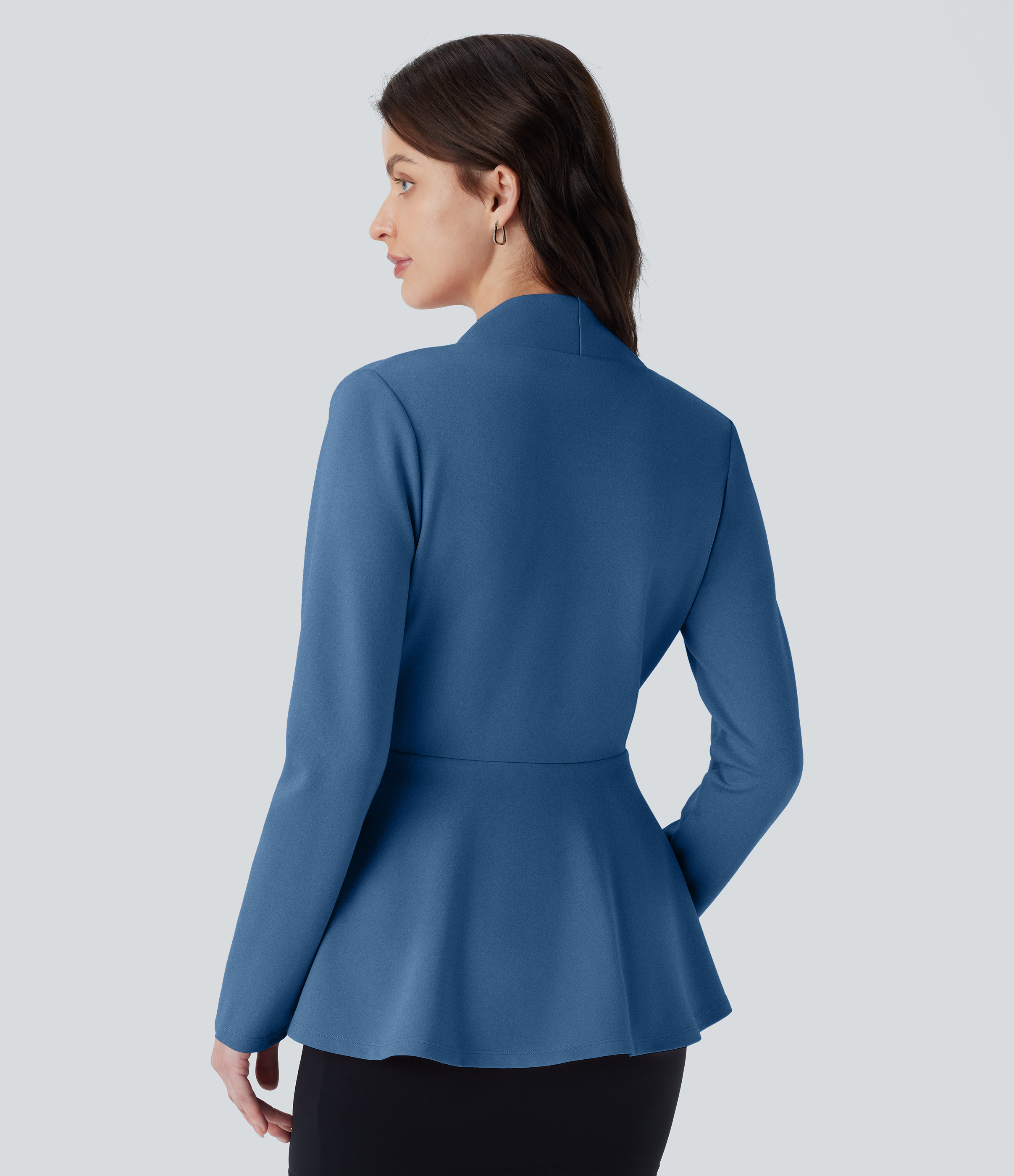 Halara V Neck Single Button Front Work Peplum Jacket  - Stellar - M 