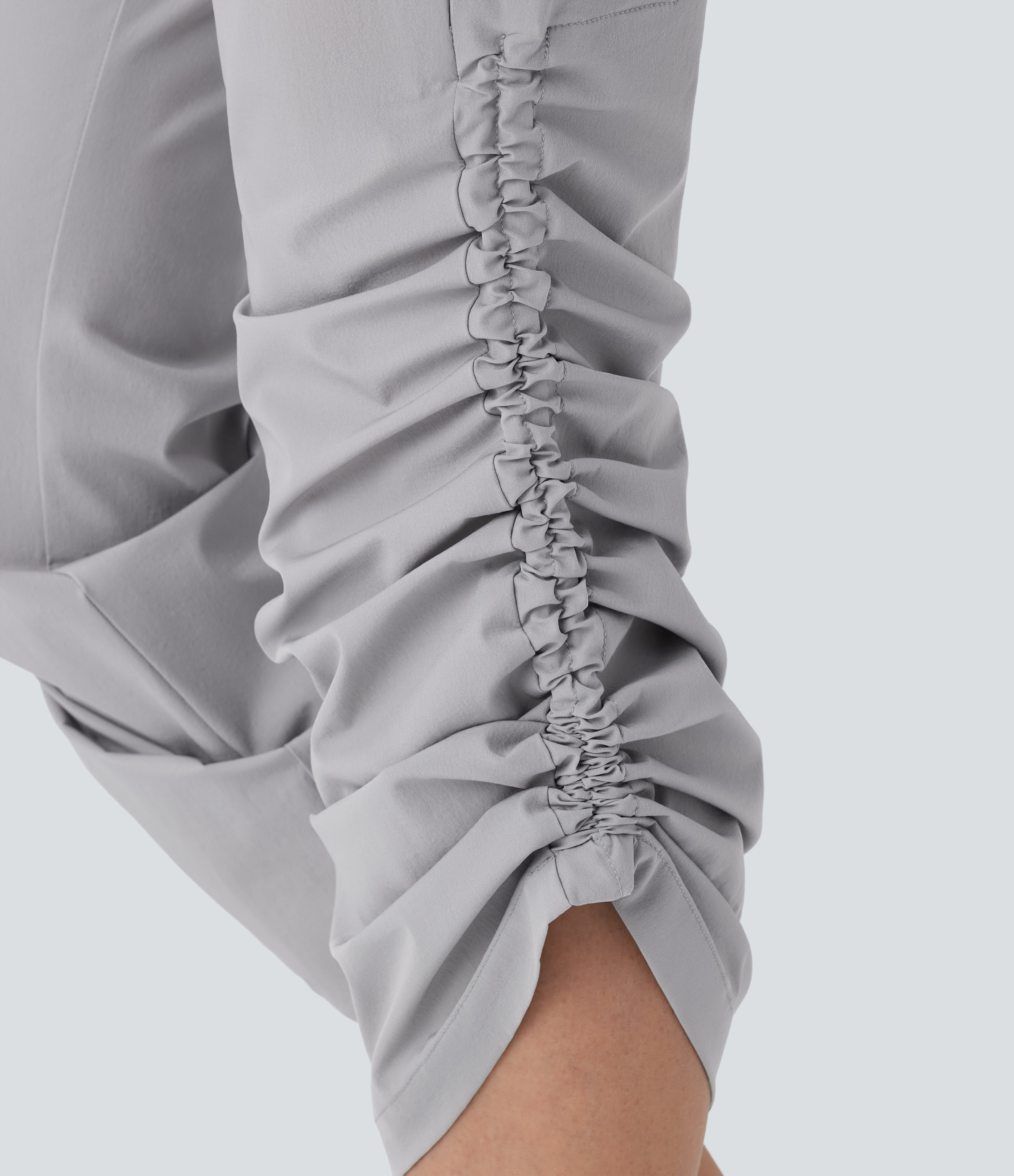 Halara Mid Rise Multiple Pockets Zipper Drawstring Cool Touch Hiking Pants  - Koala Grey - M(regular) 