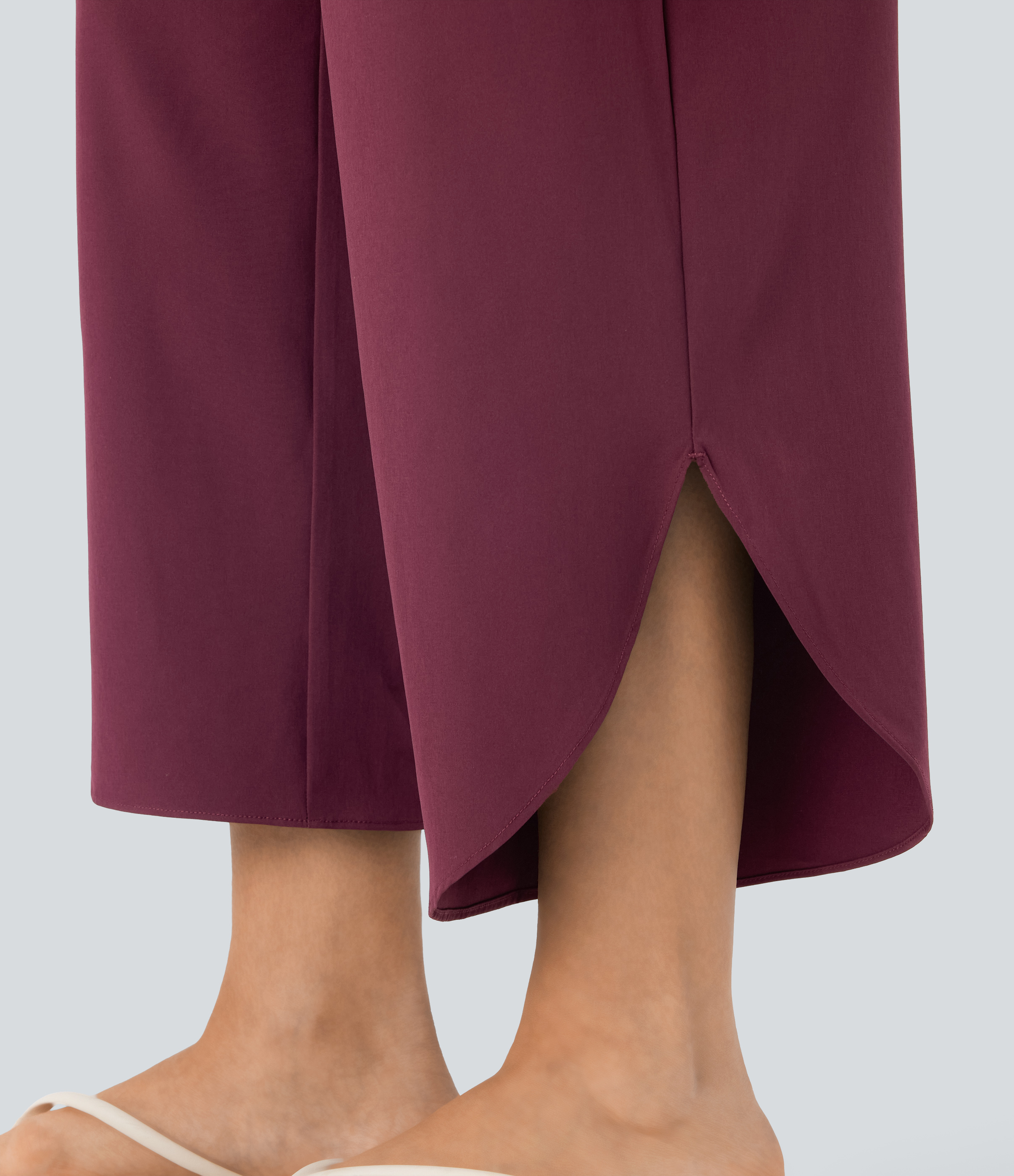 Halara SoCinched High Waisted Tummy Control Side Pocket Split Hem Quick Dry Resort Pants  - Amaranth - M(regular) sweatpants jogger pants 