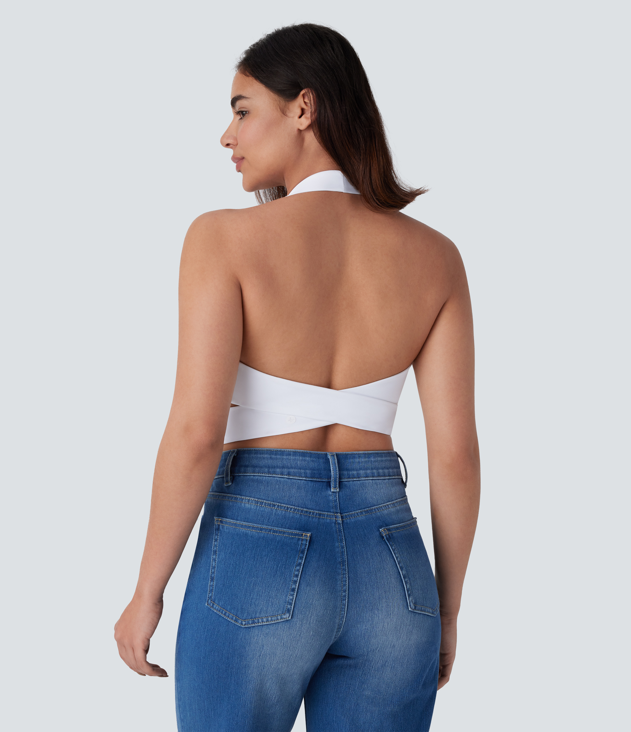 Blanc Breezeful™ lanière de cou avec boucle réglable — top court décontracté, à séchage rapide / 2