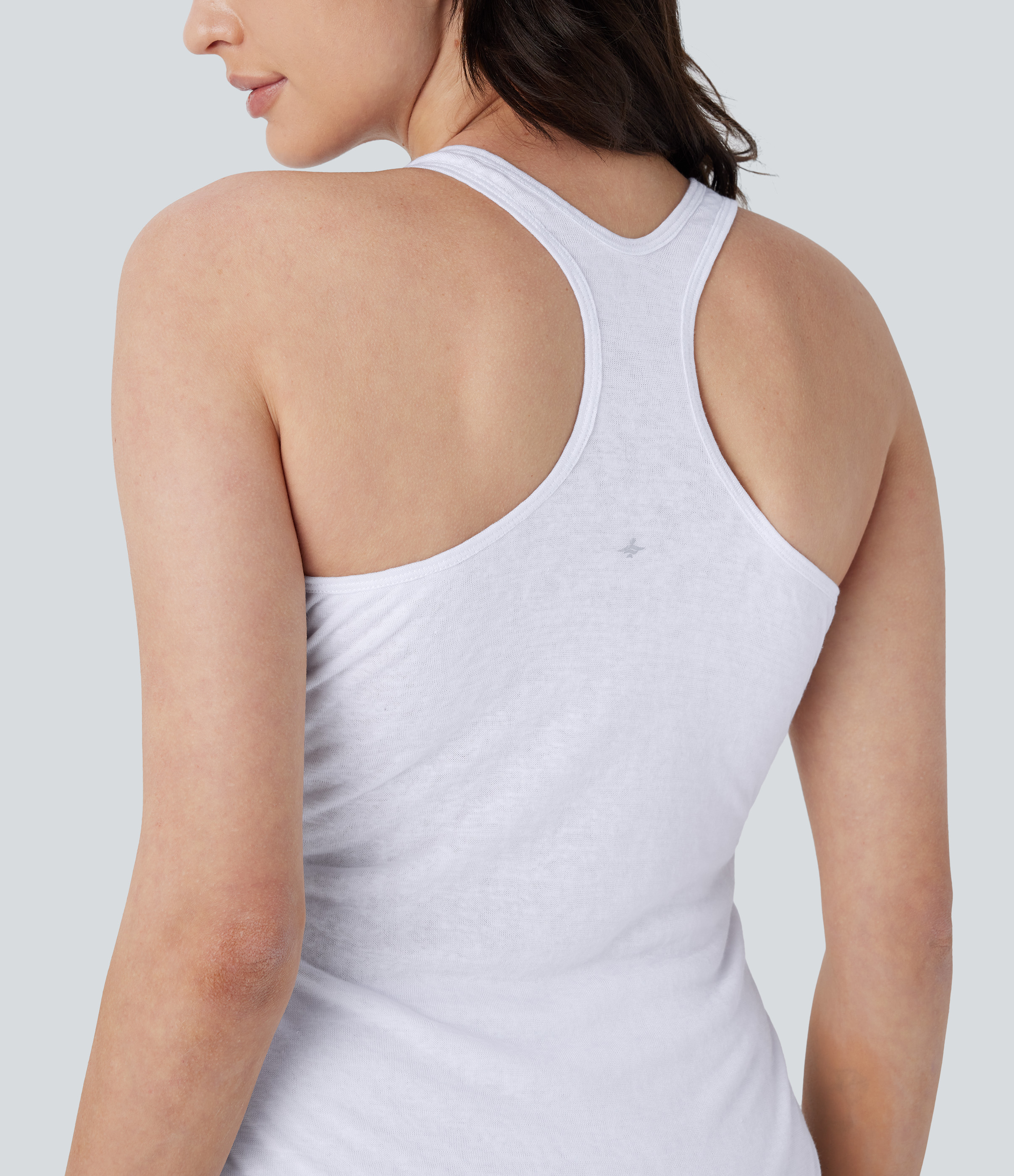 Halara Racerback Ruched Lettuce Trim 2 Piece Set Side Pocket Skinny Mini Dance Active Tank Dress Workout Dress - White - M 