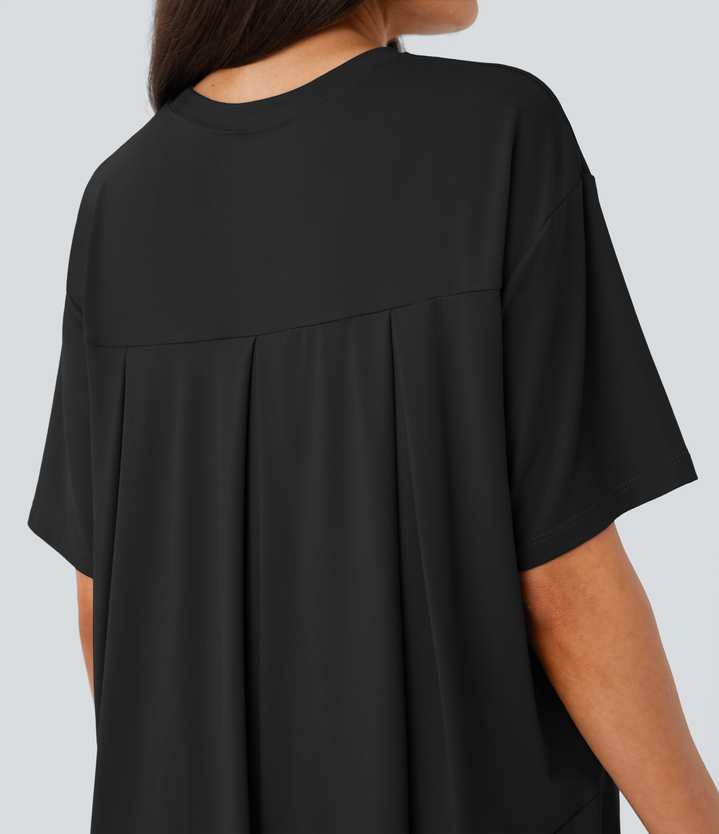 Halara Round Neck Short Sleeve High Low Asymmetric Hem Casual Top Tank Top - Black - M golf tops halter top tunic tops sleeveless tops 