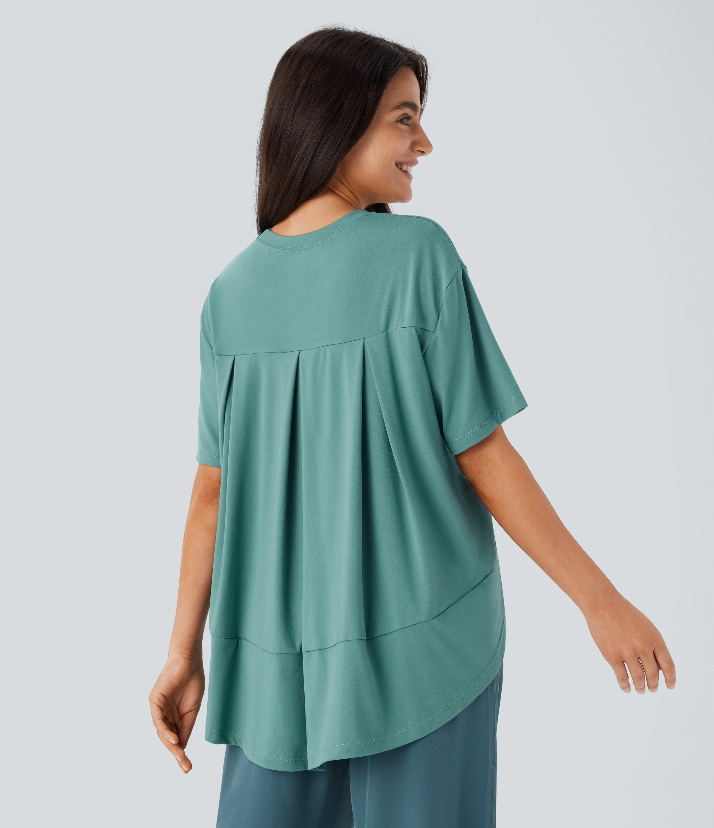 Halara Round Neck Short Sleeve High Low Asymmetric Hem Casual Top Tank Top - Canton - S golf tops halter top tunic tops sleeveless tops 