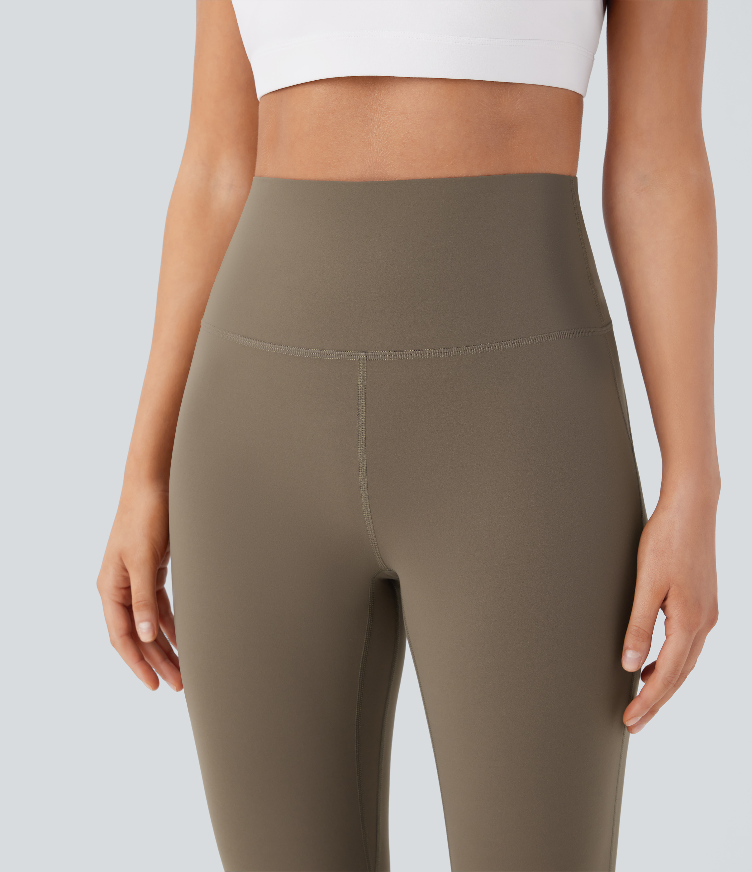 Halara Halara UltraSculptв„ў SoCinched High Waisted Tummy Control Back Pocket Shaping Yoga Bootcut Leggings  - Dawn Brown - L(regular) 