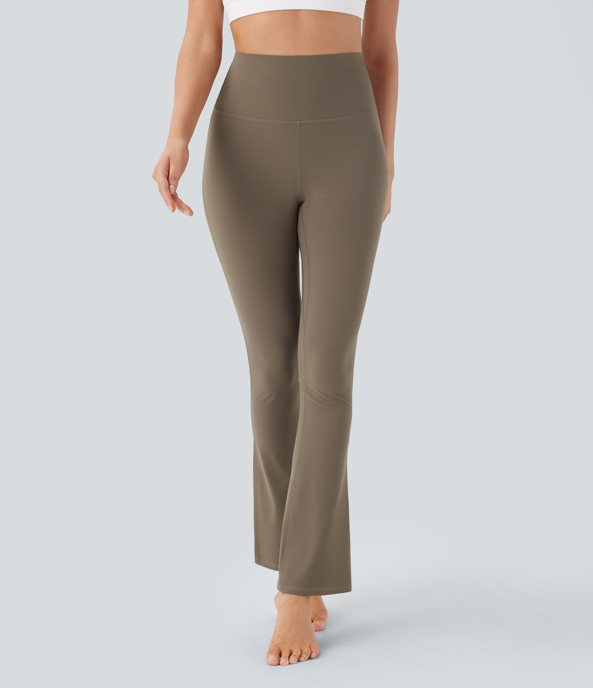 Halara Halara UltraSculptв„ў SoCinched High Waisted Tummy Control Back Pocket Shaping Yoga Bootcut Leggings  - Dawn Brown - L(regular) 