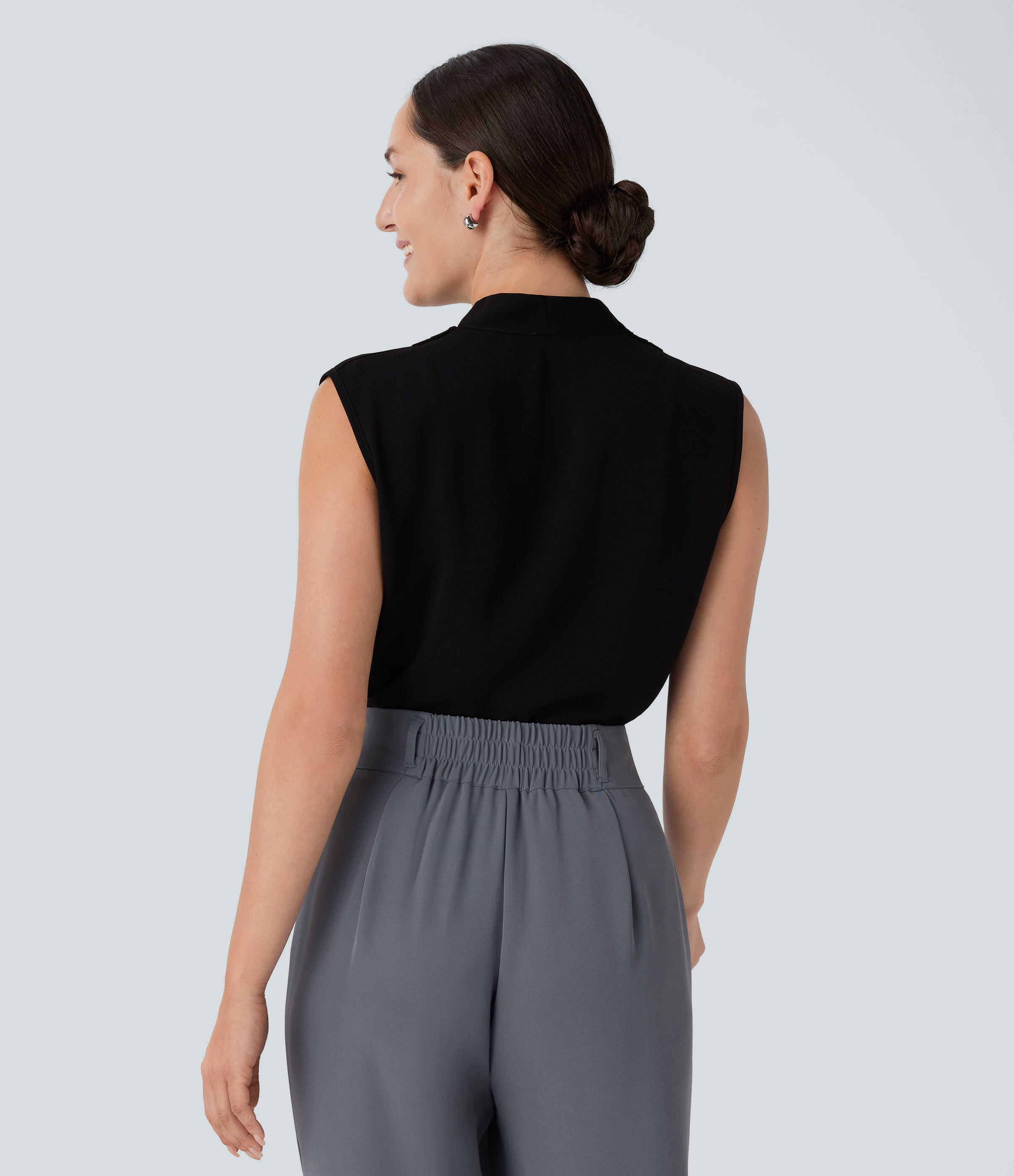 Halara V Neck Sleeveless Work Blouse  - Black - XS 