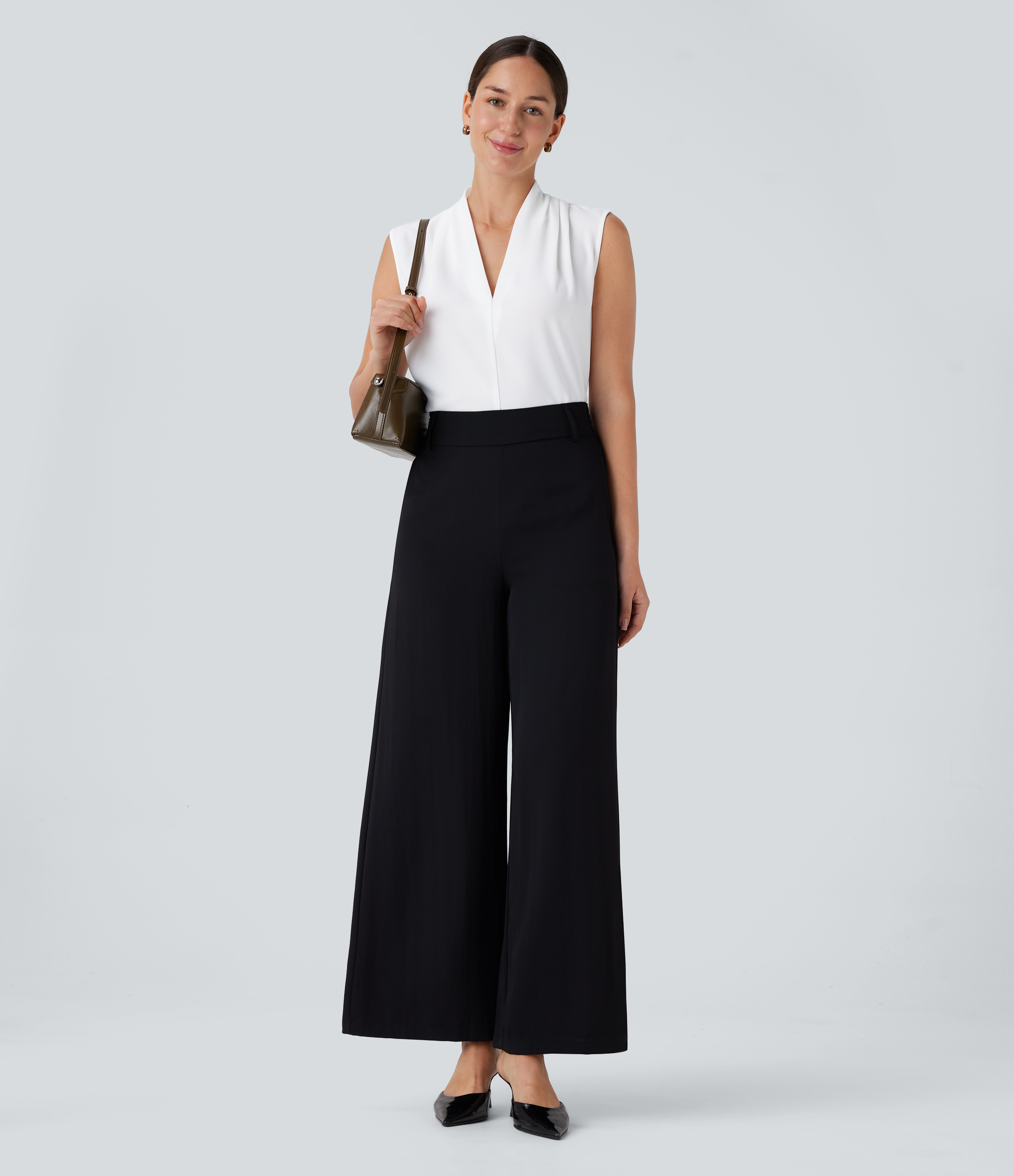 Halara V Neck Sleeveless Work Blouse  - White - M 