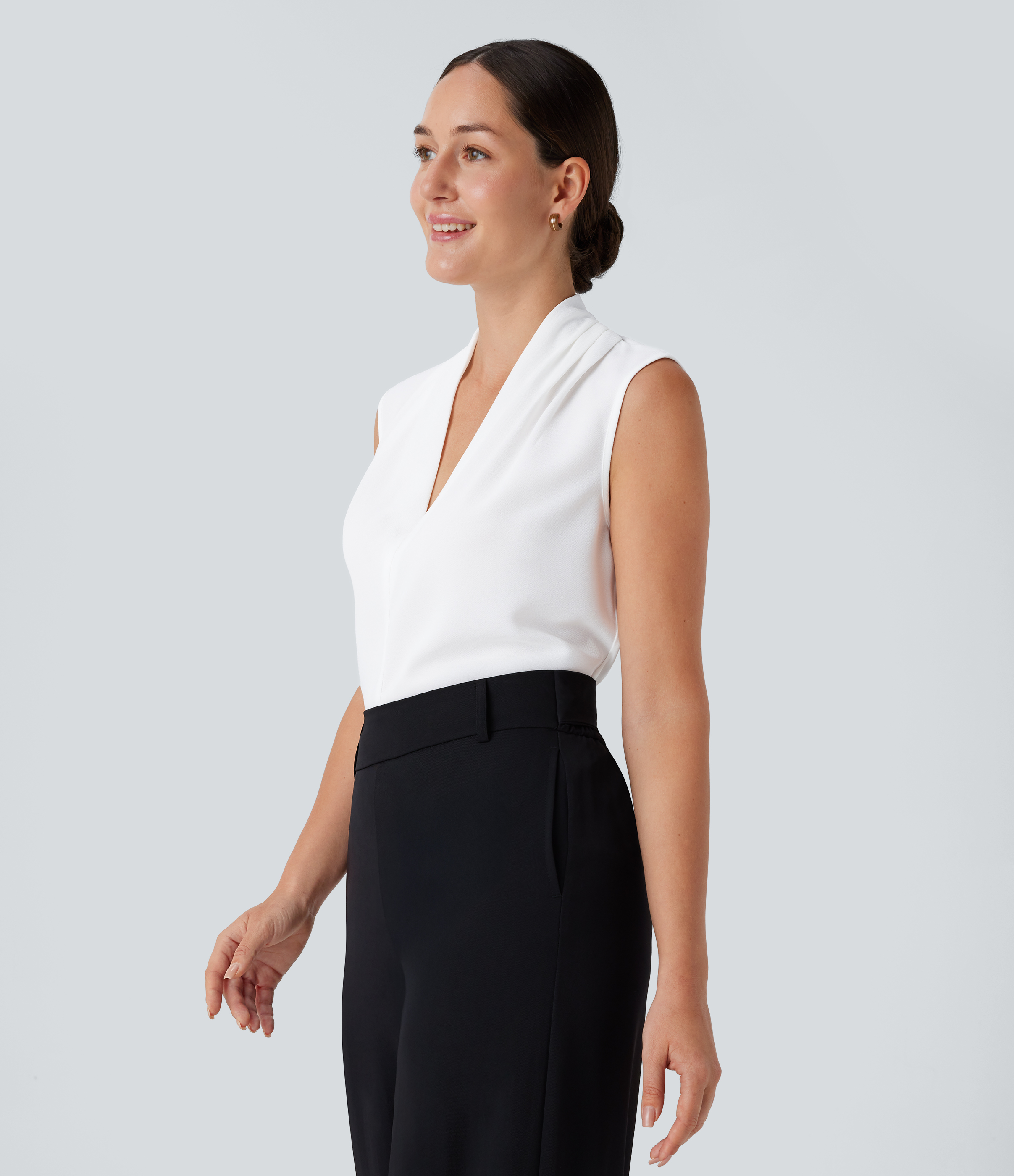 Halara V Neck Sleeveless Work Blouse  - White - M 