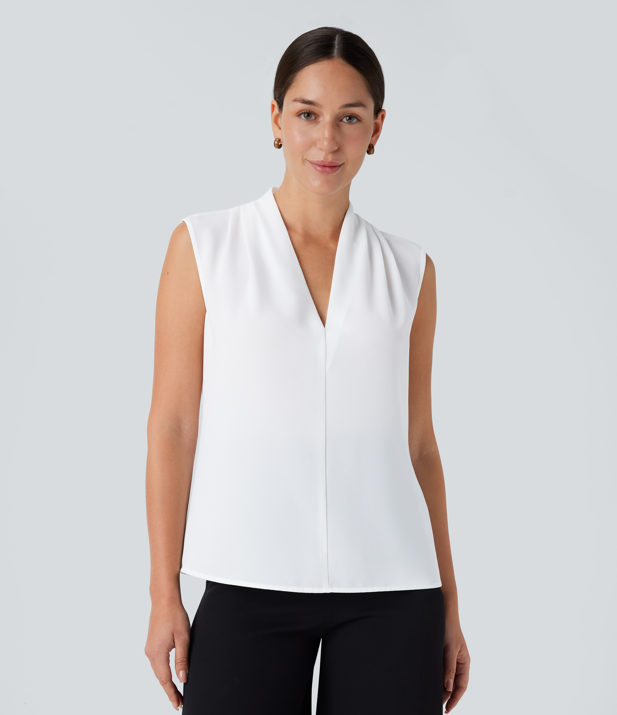 Halara V Neck Sleeveless Work Blouse  - White - M 