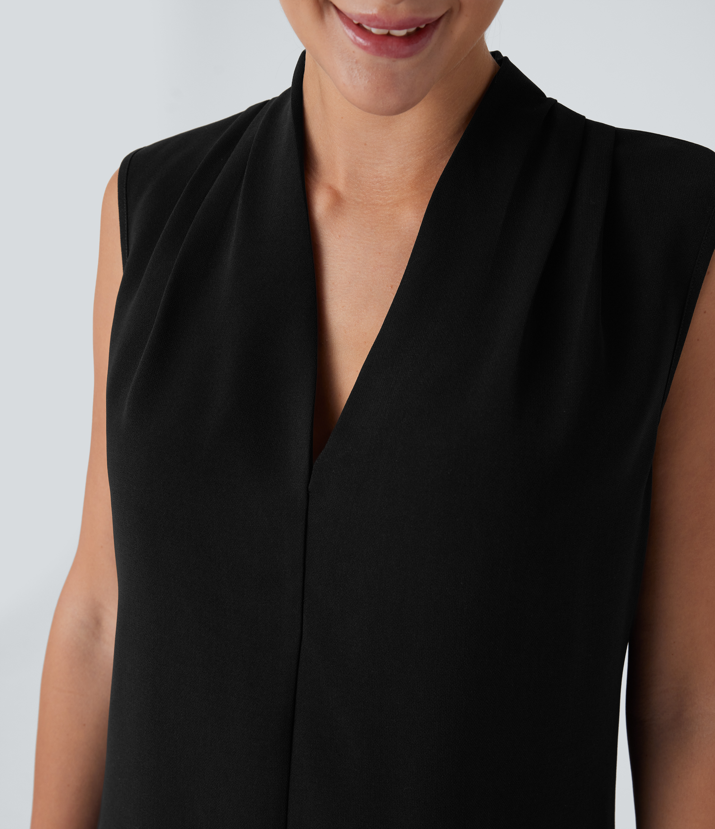 Halara V Neck Sleeveless Work Blouse  - Black - XS 